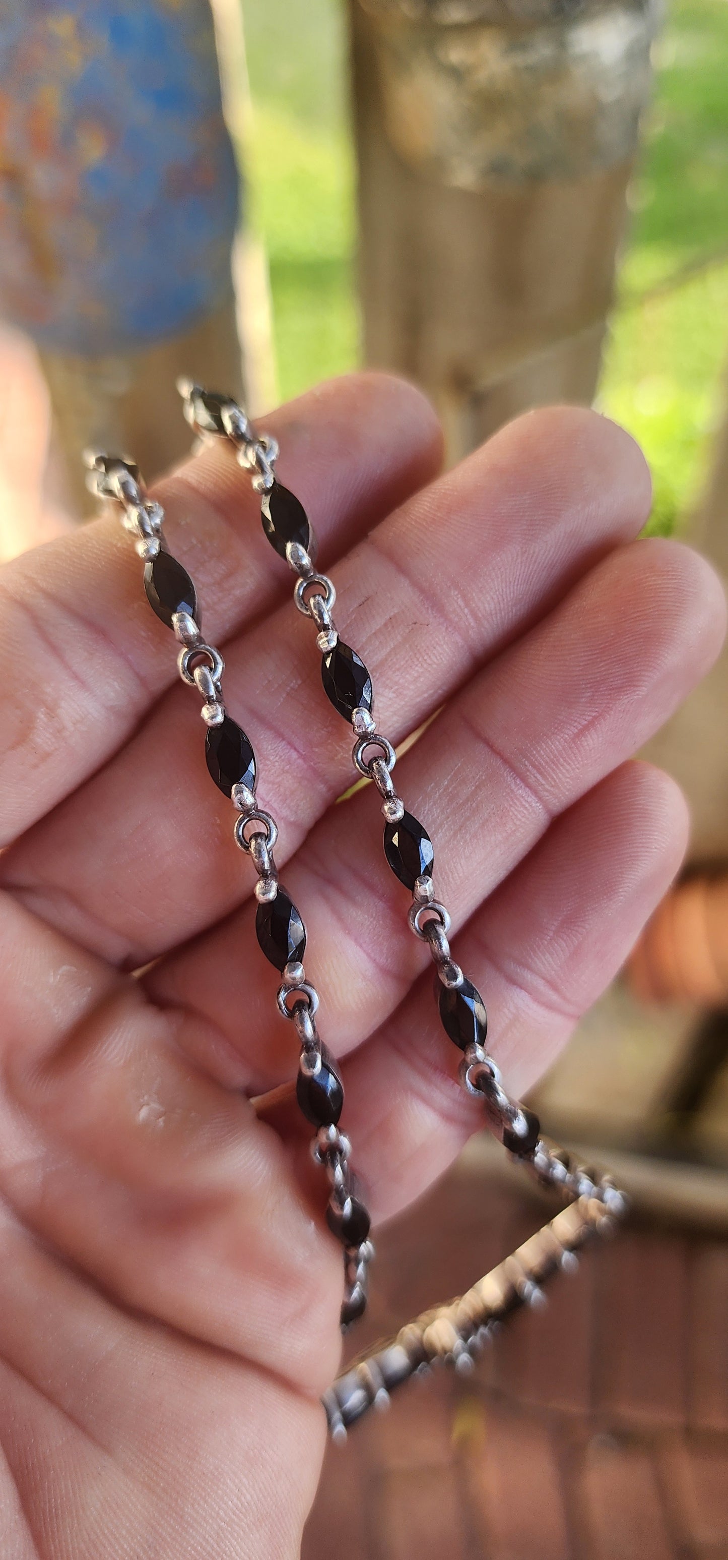 You can never go wrong with black! Sterling Silver and Black Onyx nexklace.