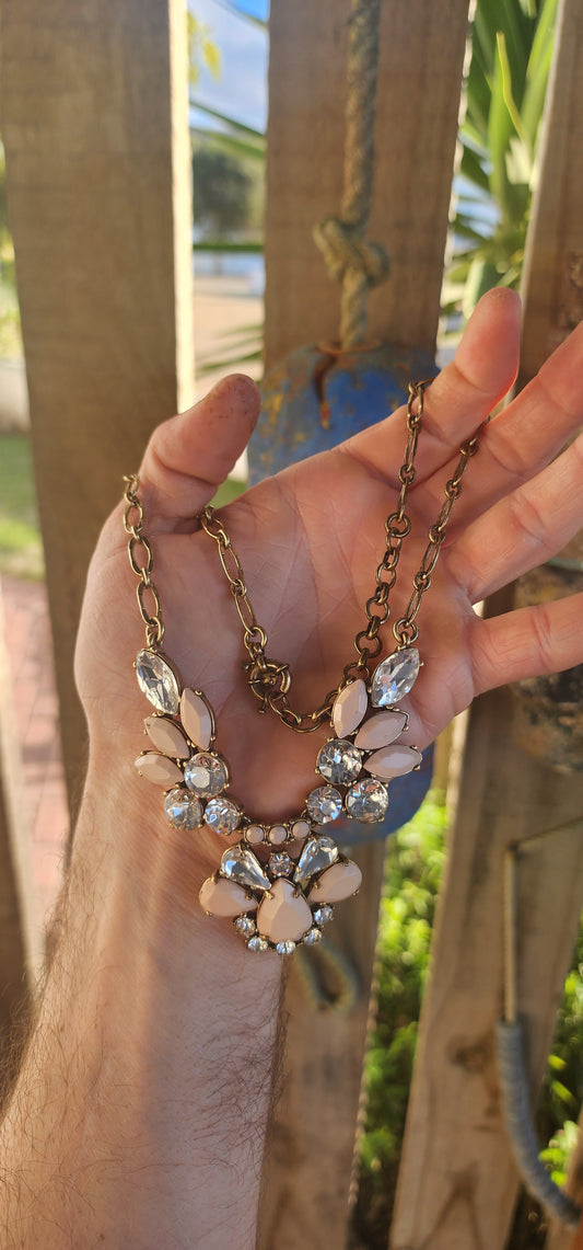 Designer J.Crew “Crystal Feather” Statement costume Necklace.
