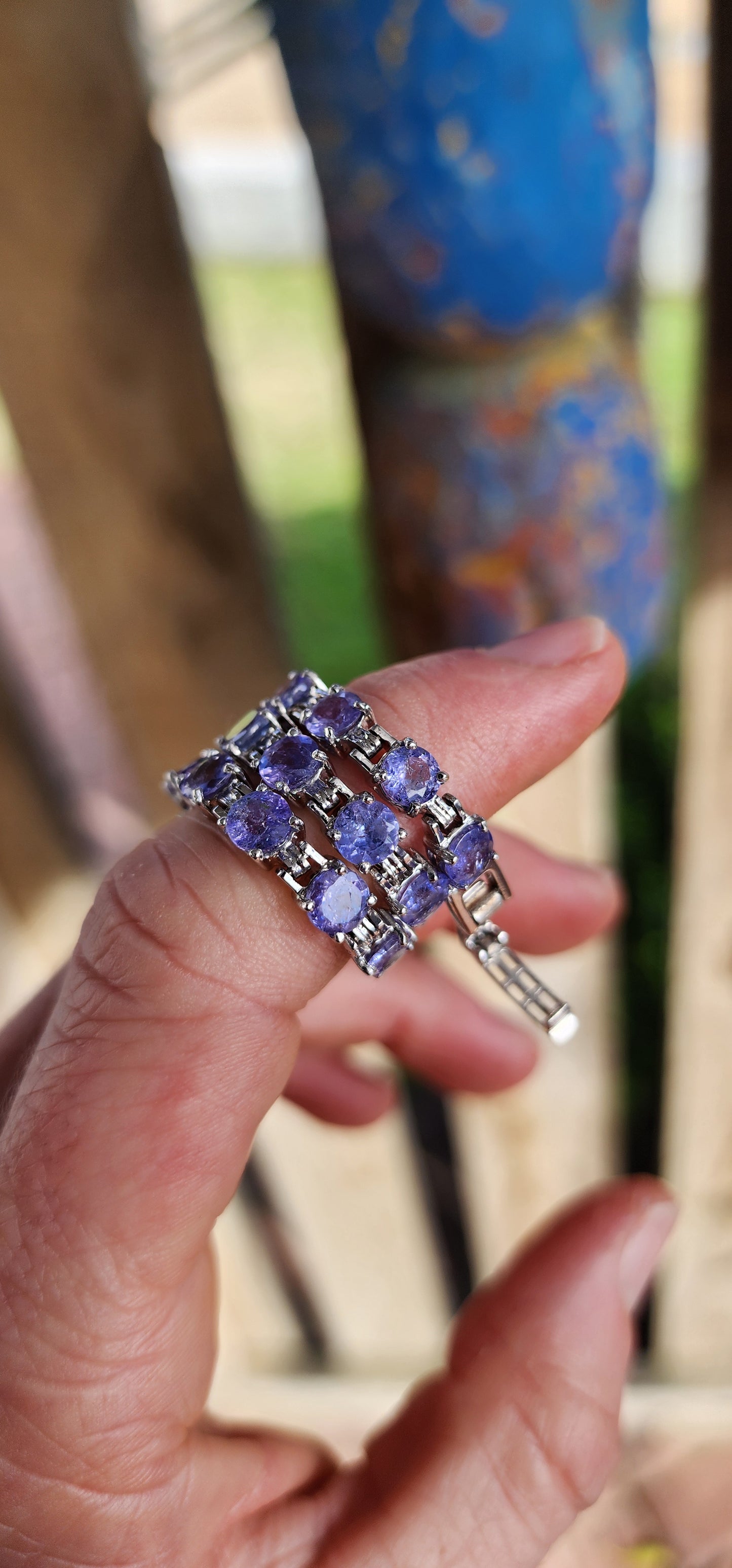 A Bracelet of Starlit Serenades — Sterling Silver & Tanzanite Tennis Bracelet.