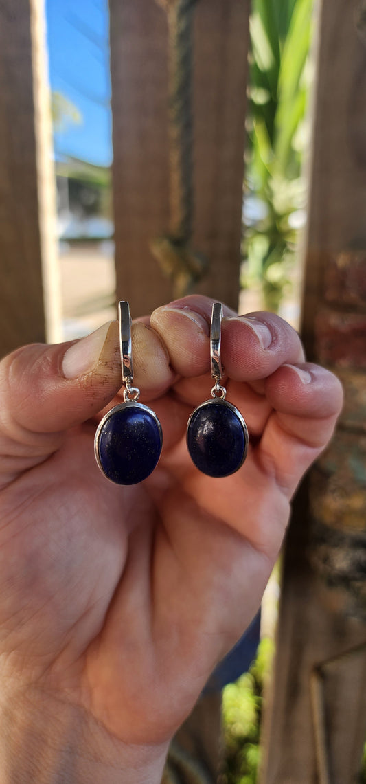 Sterling Silver & Lapis Lazuli Drop Earrings.