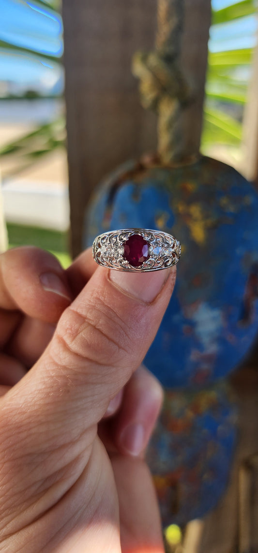 A Crimson Serenade of Edwardian Revival Elegance.