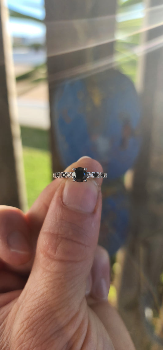 "Raven’s Oath" – Black Diamond & Spinel Ring.