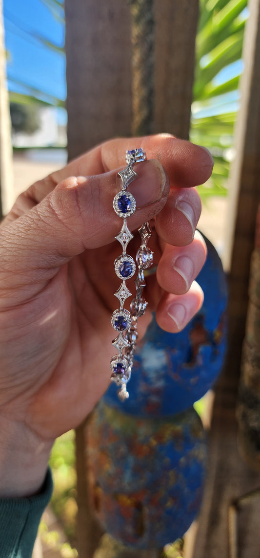 Art Deco Revival Tanzanite Tennis Bracelet.