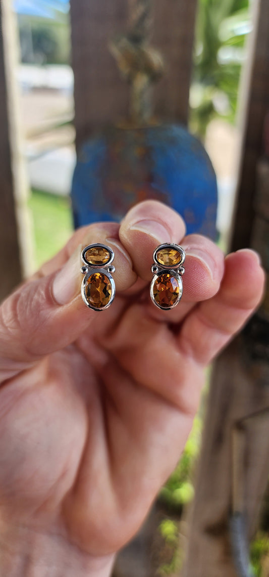 Sterling Silver & Citrine “Jelly Belly” Earrings.