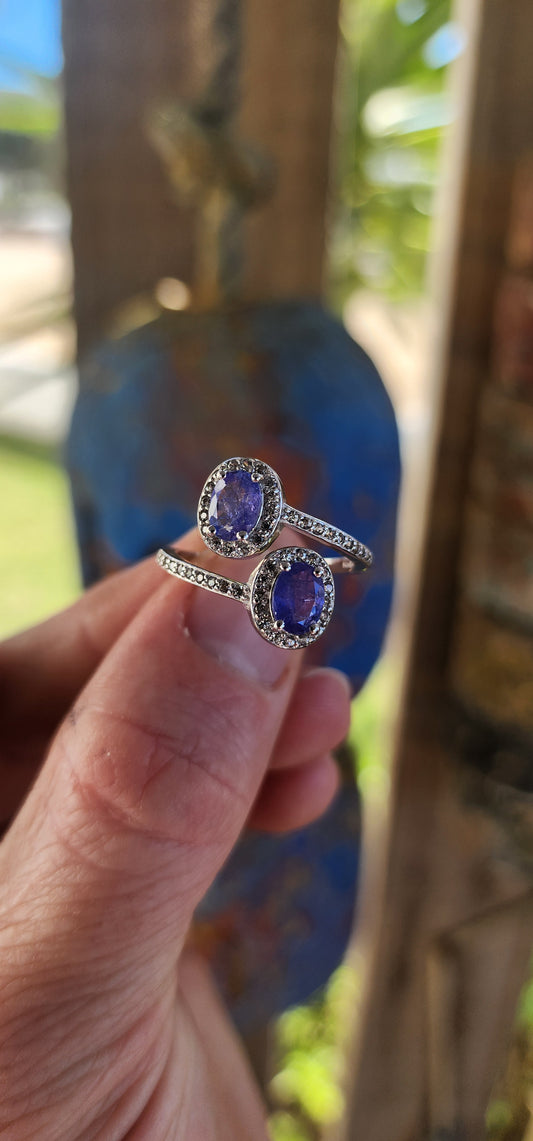 A Celestial Duet — Toi et Moi Bypass Ring Featuring Tanzanites.