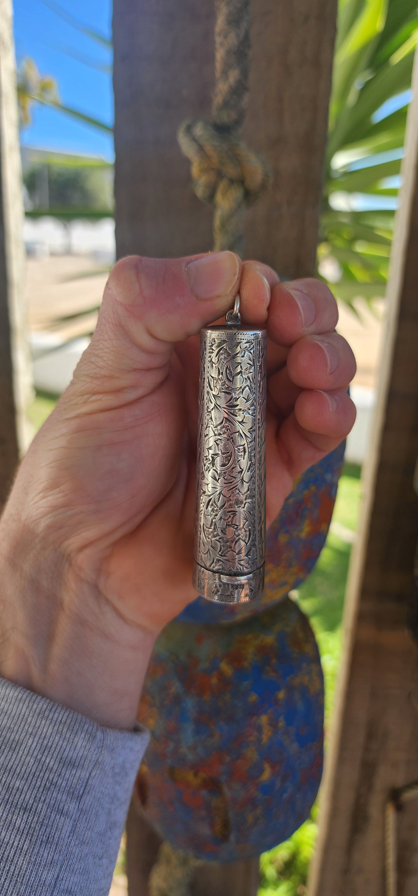 A true treasure from the elegant Edwardian era, this antique hallmarked sterling silver cheroot/cigar holder pendant is both a rare survivor and a conversation piece.