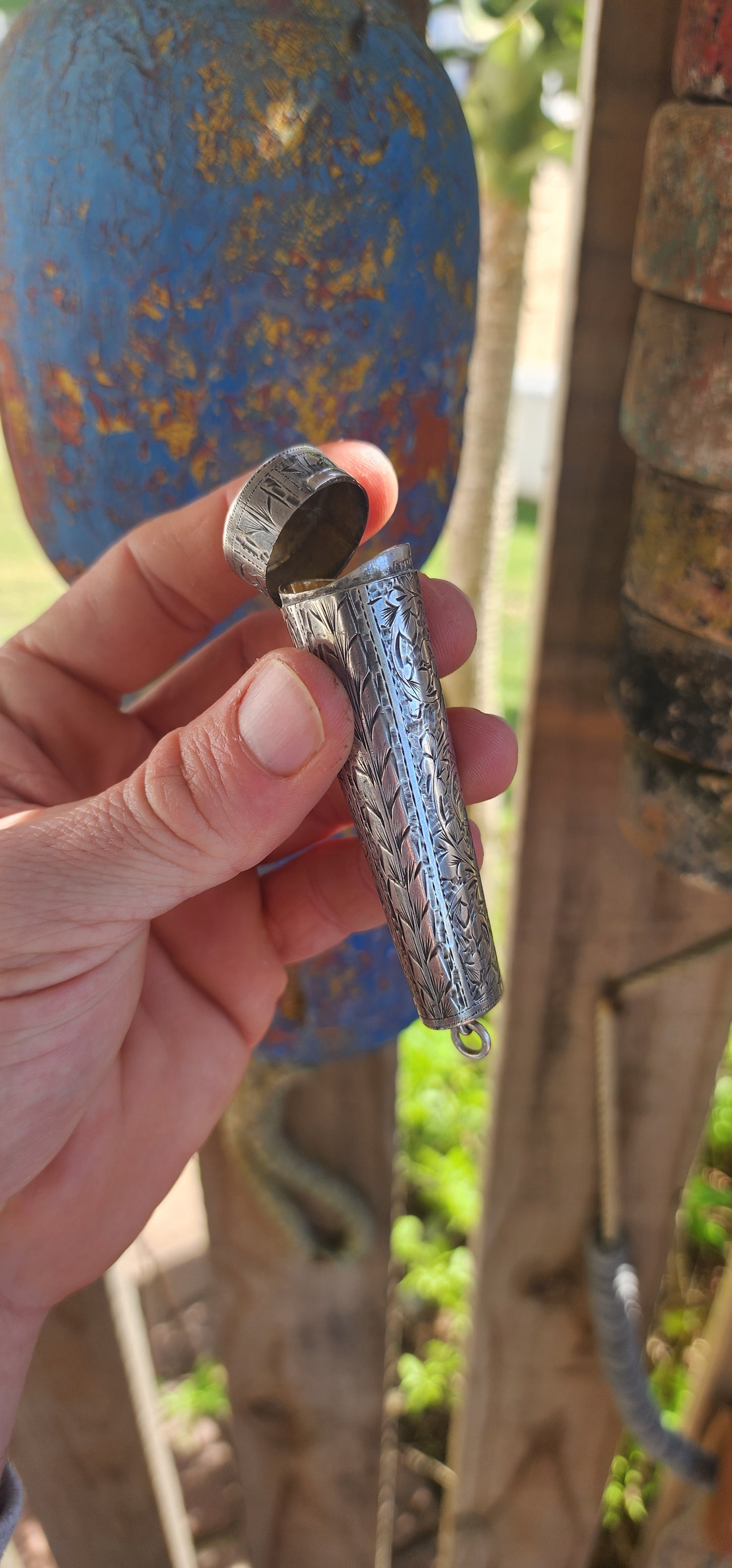 A true treasure from the elegant Edwardian era, this antique hallmarked sterling silver cheroot/cigar holder pendant is both a rare survivor and a conversation piece.