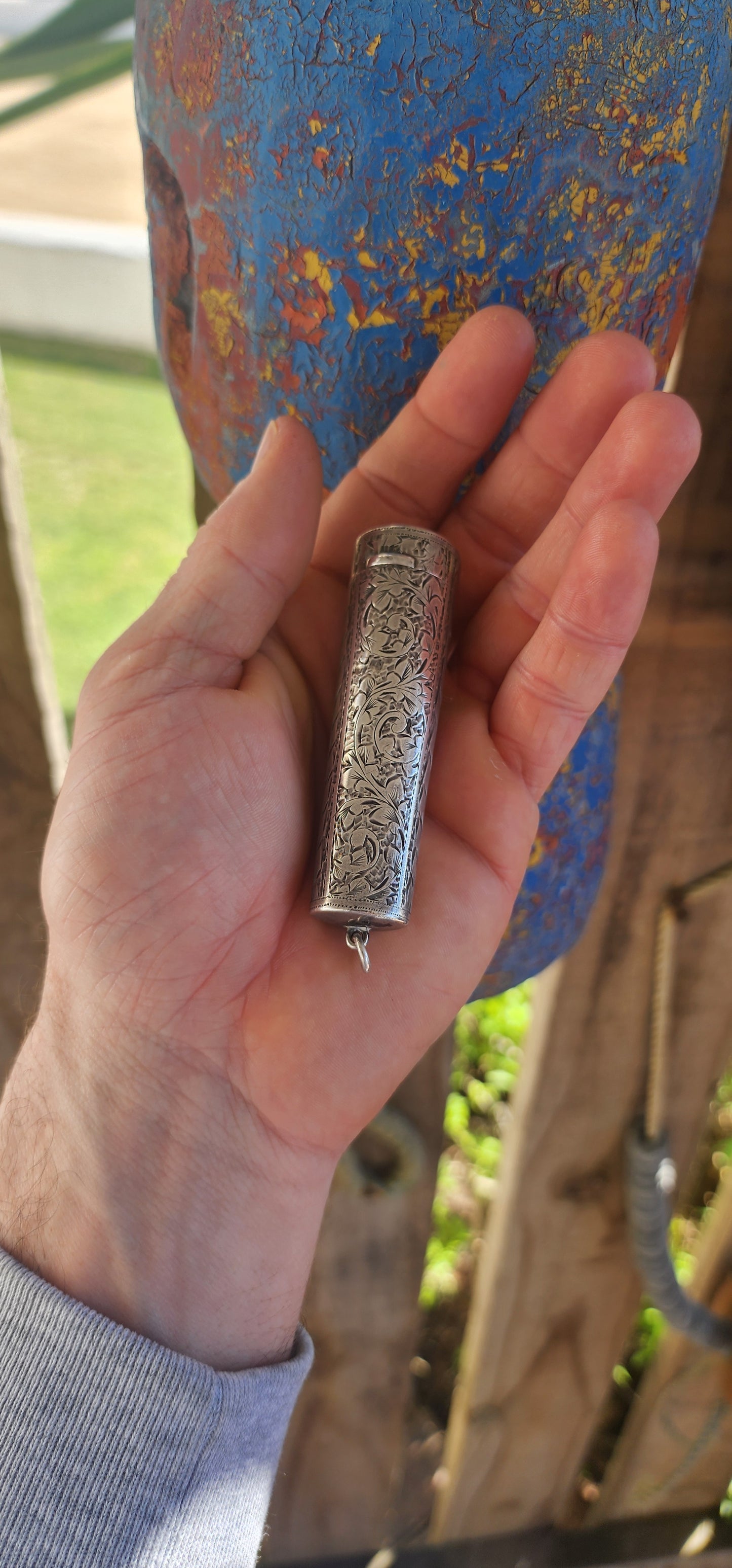 A true treasure from the elegant Edwardian era, this antique hallmarked sterling silver cheroot/cigar holder pendant is both a rare survivor and a conversation piece.