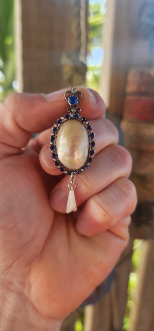 A breathtaking antique Art Nouveau / Jugendstil pendant dating to the early 1900s, exquisitely crafted in sterling silver with all the hallmarks of the romantic and nature-inspired design language that defined the period.