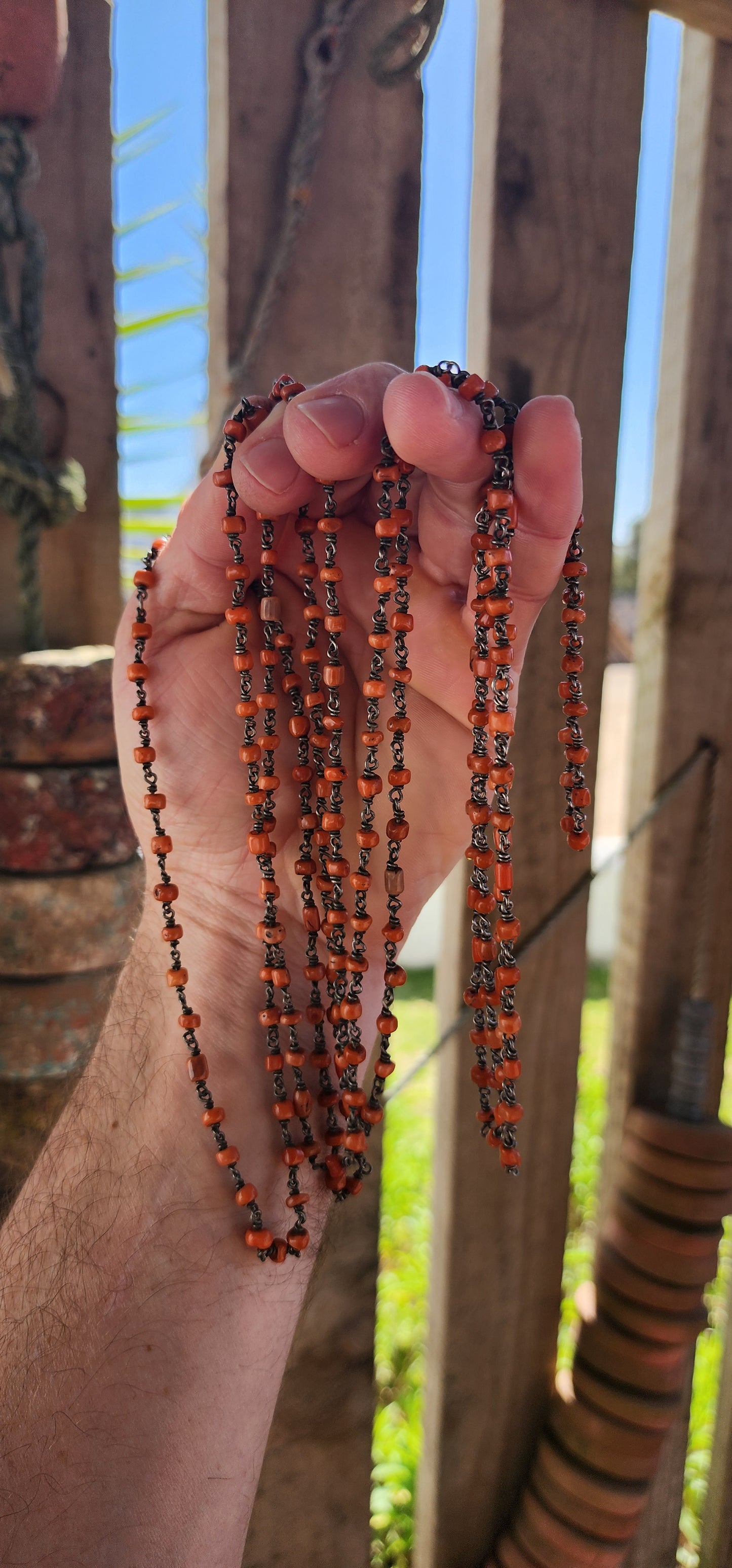 Antique Mediterranean Coral Chain Necklace.