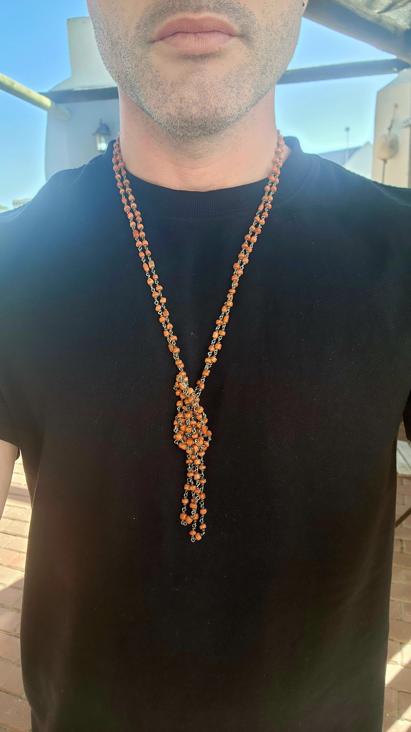 Antique Mediterranean Coral Chain Necklace.