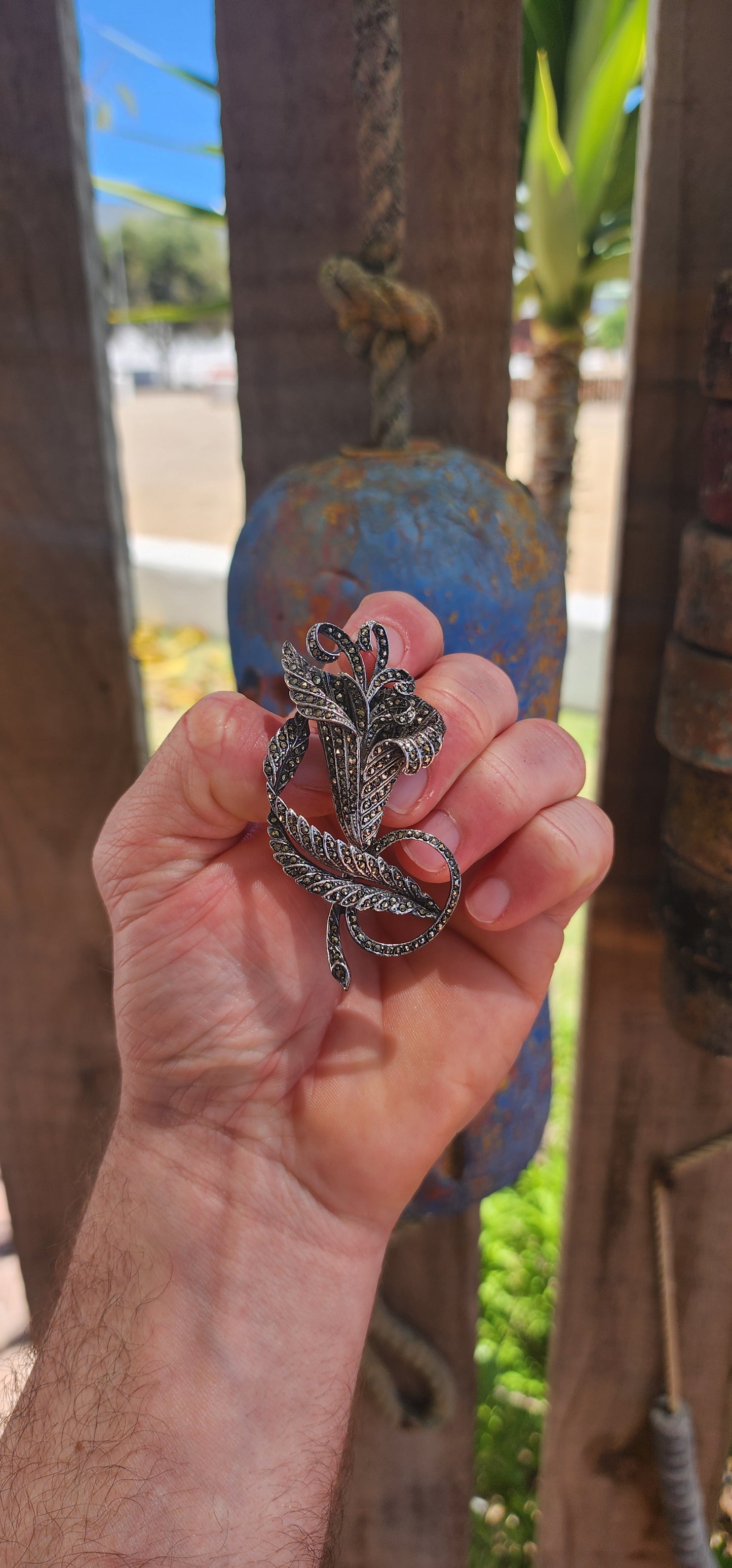 A truly captivating Art Deco-era treasure, this large, sculptural floral brooch dates to the 1930s and is crafted in solid sterling silver, beautifully rhodium-plated to preserve its brilliance.