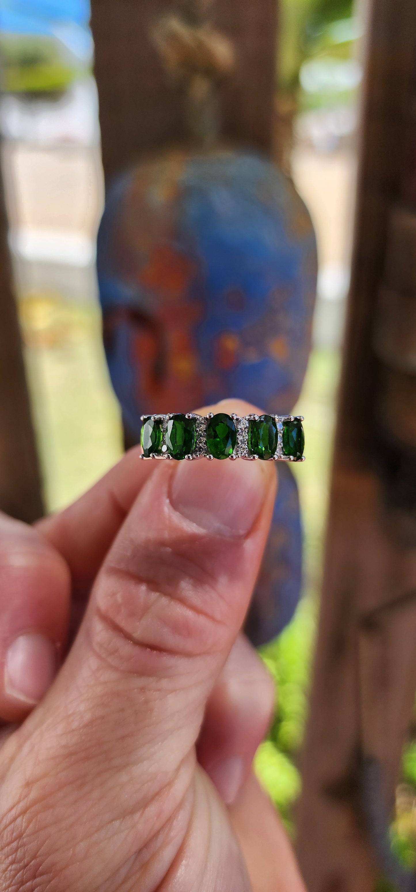 “Evergreen Promise” Chrome Diopside Half-Eternity Ring.