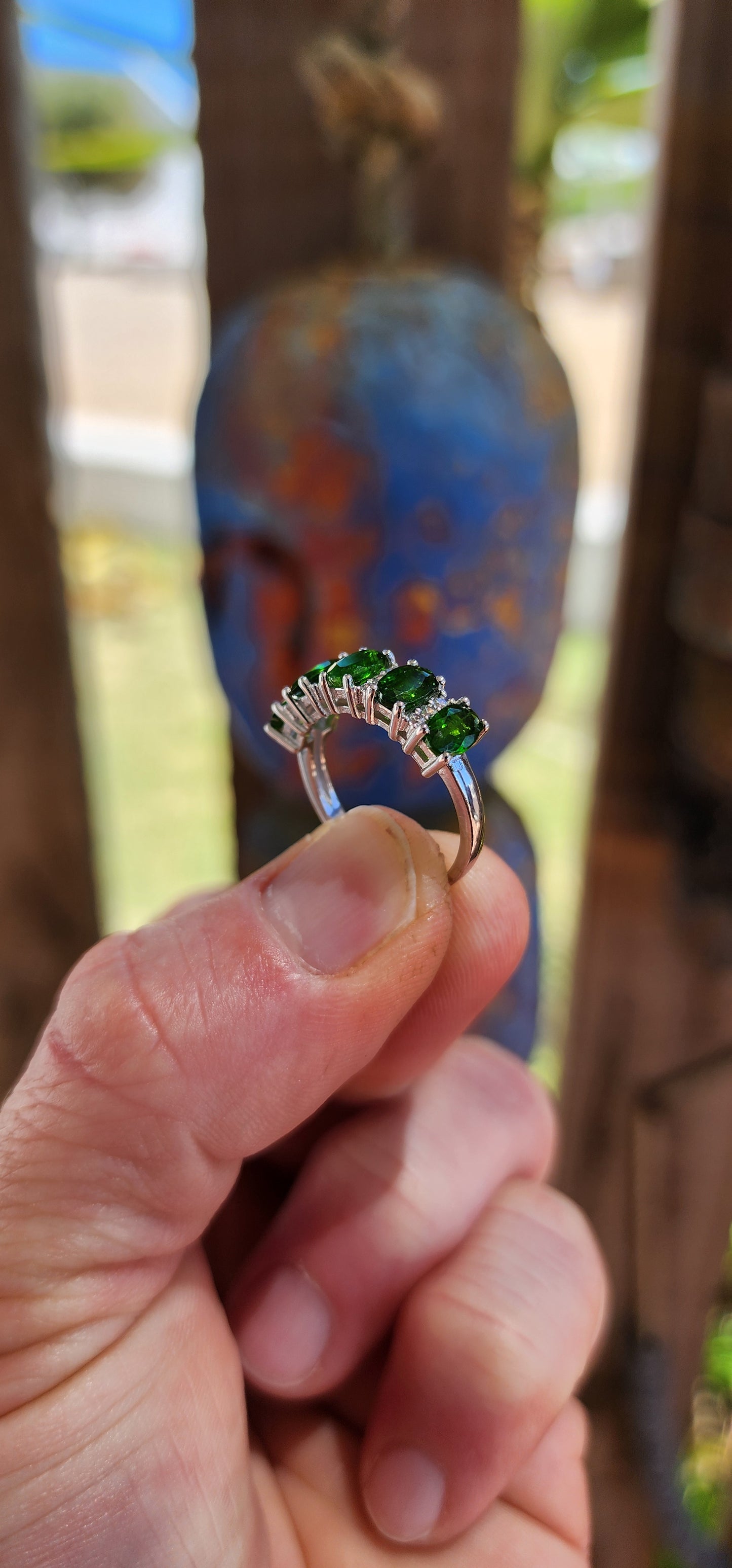 “Evergreen Promise” Chrome Diopside Half-Eternity Ring.