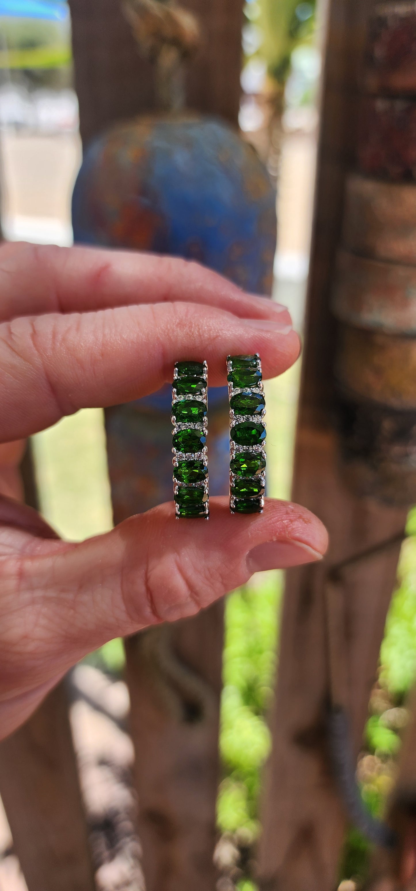 “Forest Halo” Chrome Diopside Hoop Earrings.