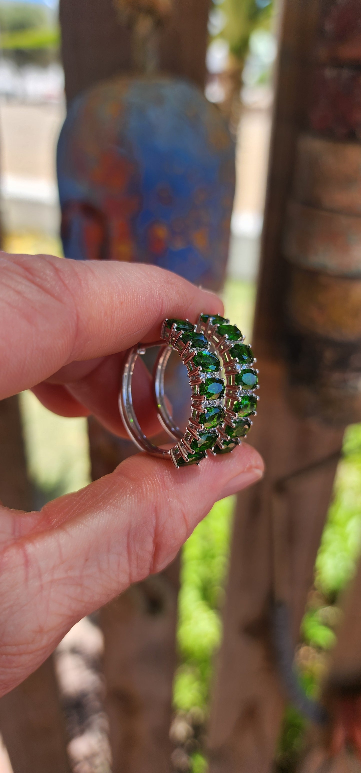 “Forest Halo” Chrome Diopside Hoop Earrings.
