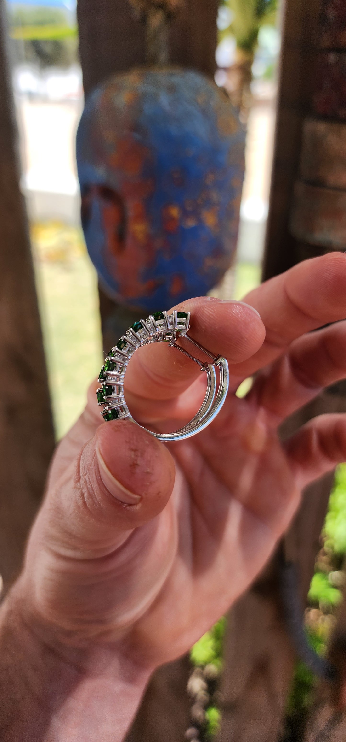 “Forest Halo” Chrome Diopside Hoop Earrings.