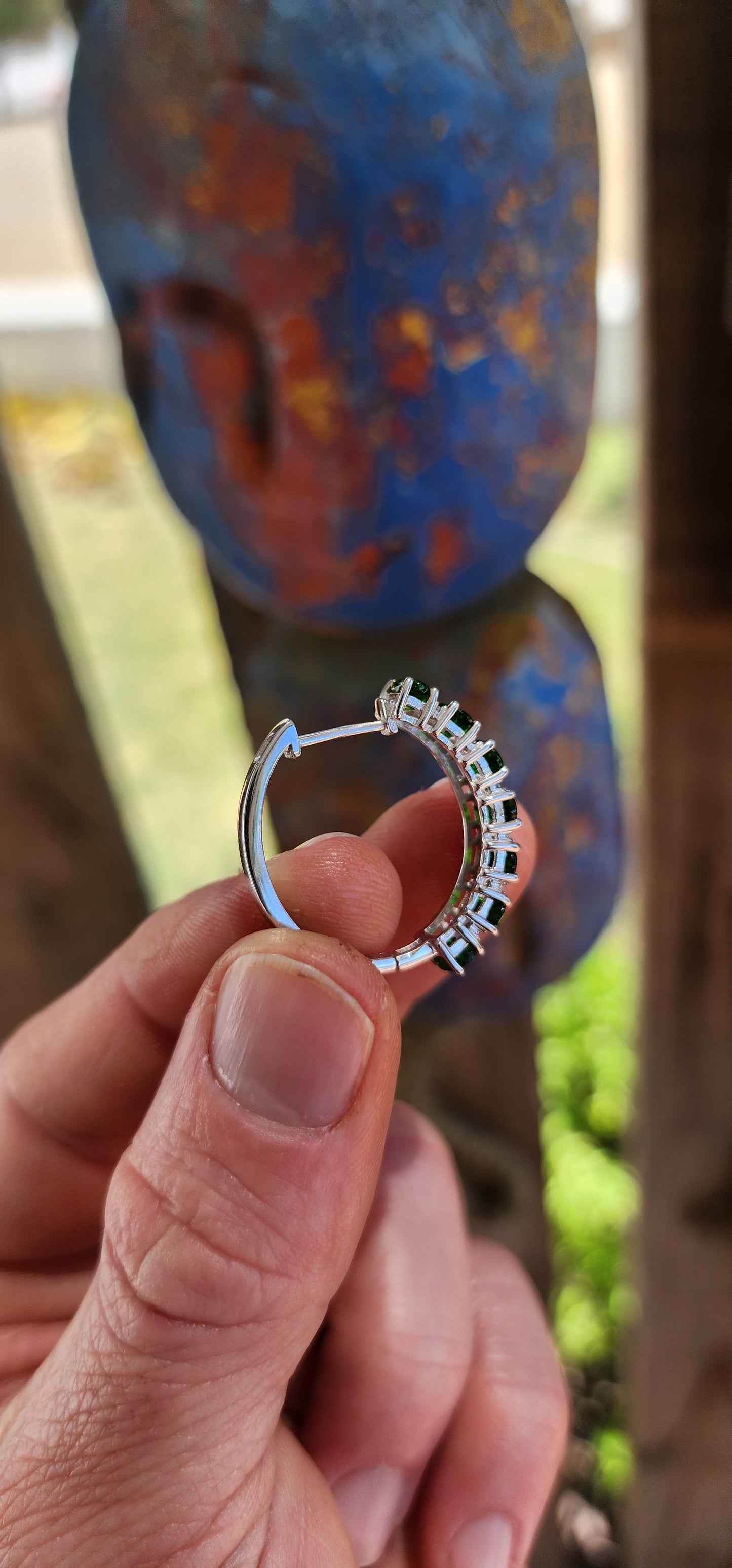 “Forest Halo” Chrome Diopside Hoop Earrings.