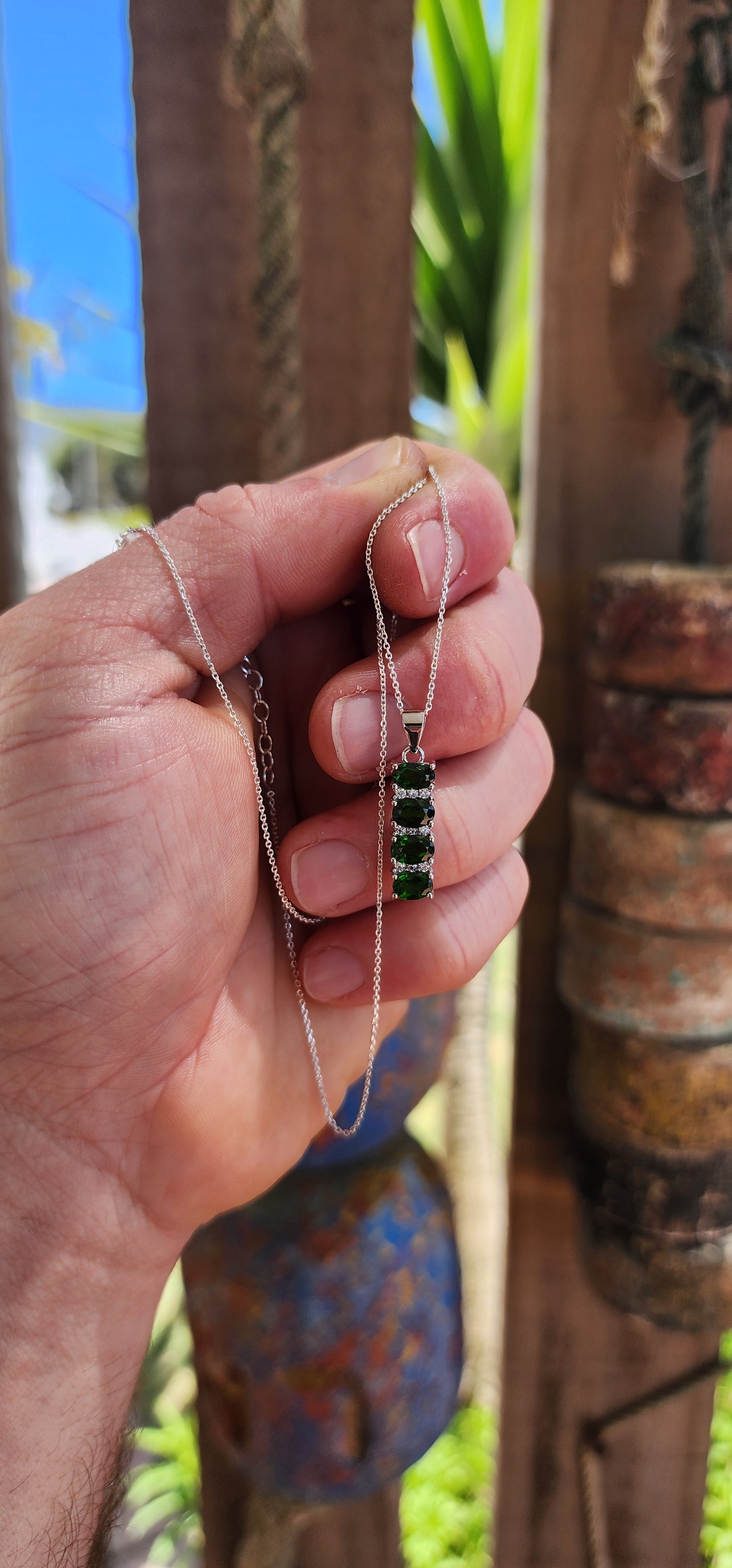 “Verdant Totem” Chrome Diopside Pendant & Chain.