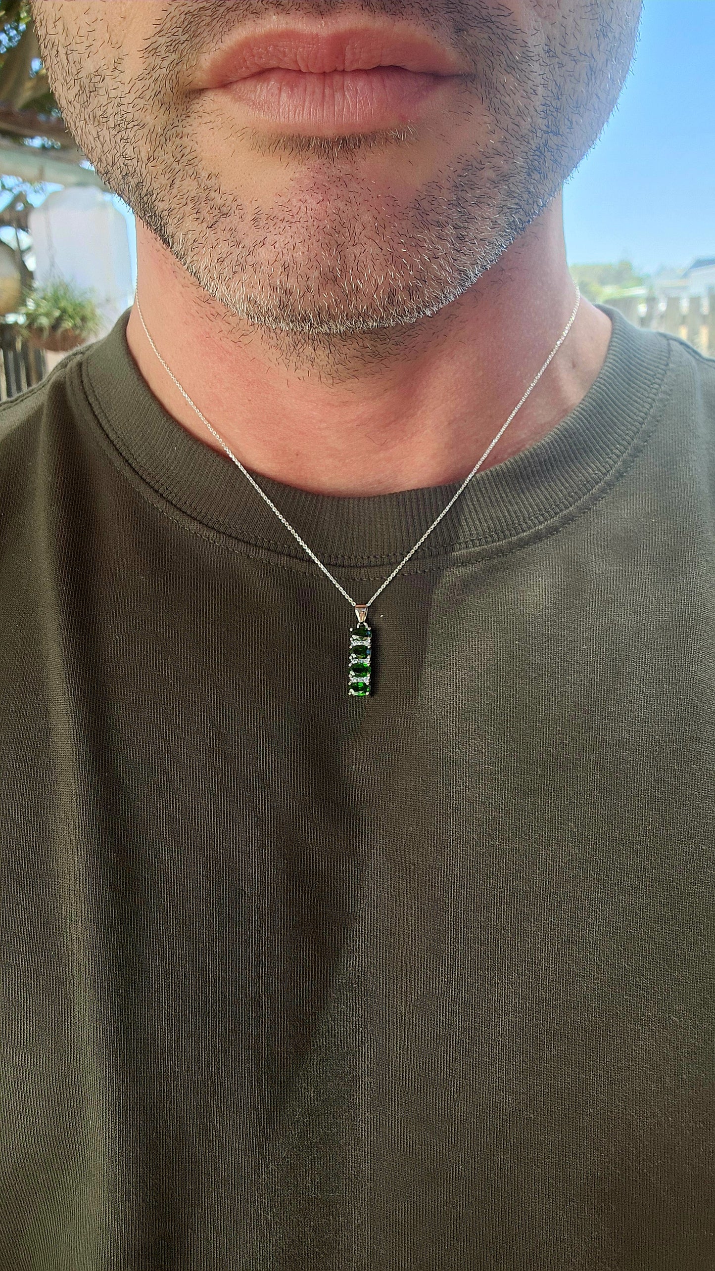 “Verdant Totem” Chrome Diopside Pendant & Chain.