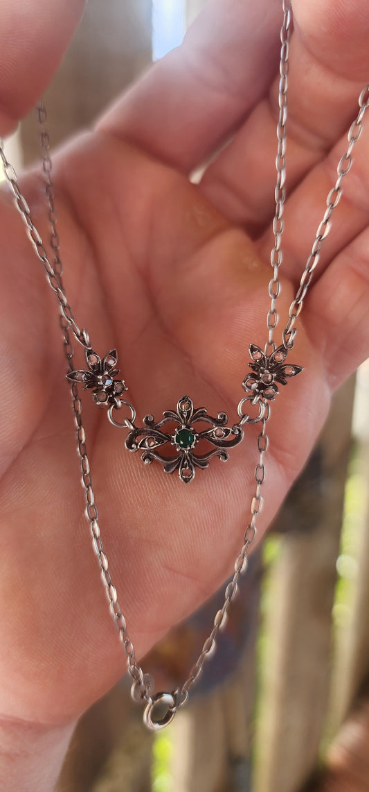 This antique sterling-silver treasure is a poem wrought in metal — petite, elegant, and spellbound with Gothic romance.