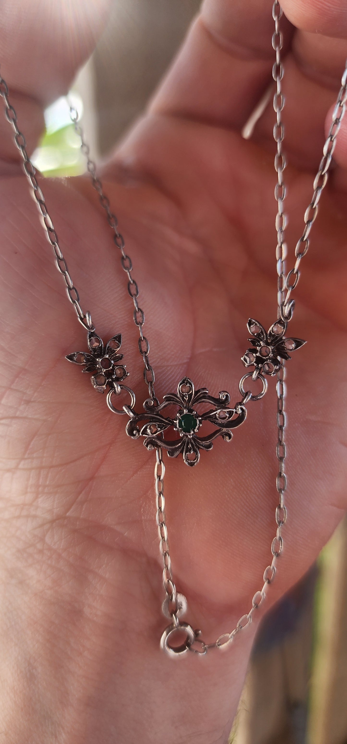 This antique sterling-silver treasure is a poem wrought in metal — petite, elegant, and spellbound with Gothic romance.