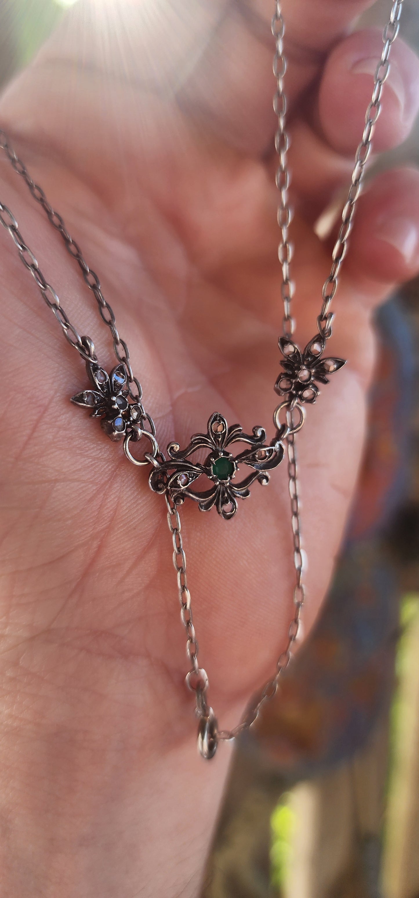 This antique sterling-silver treasure is a poem wrought in metal — petite, elegant, and spellbound with Gothic romance.