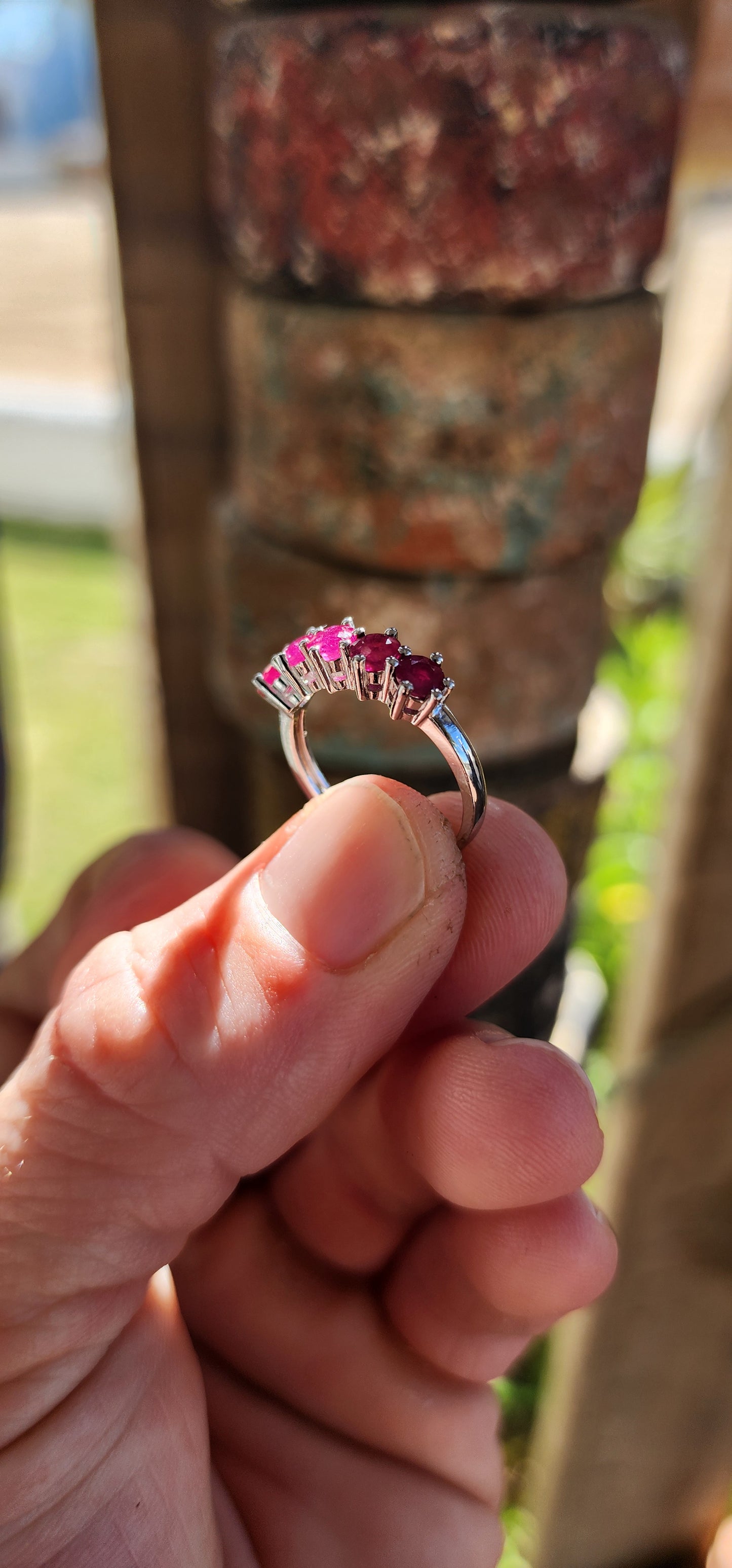Sterling Silver Half-Eternity Ruby Ring.