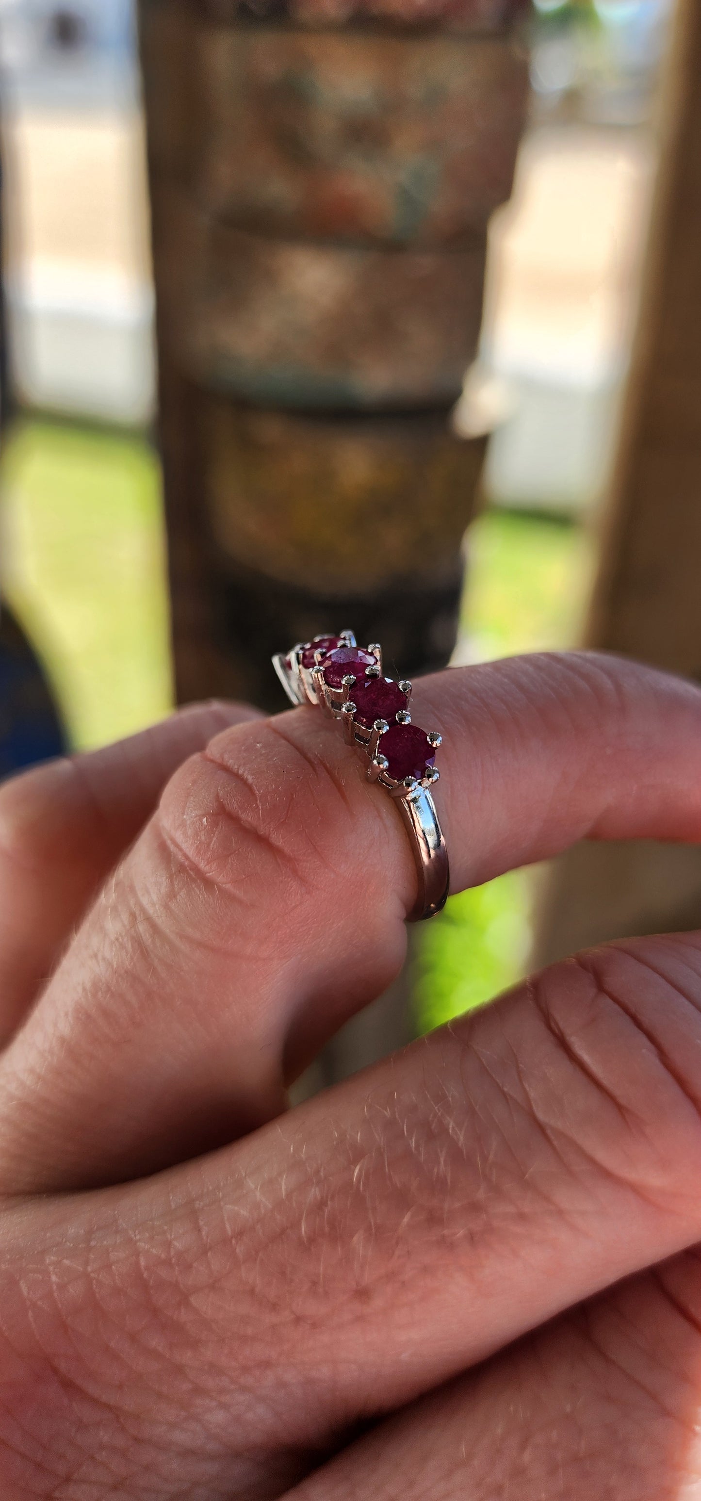 Sterling Silver Half-Eternity Ruby Ring.