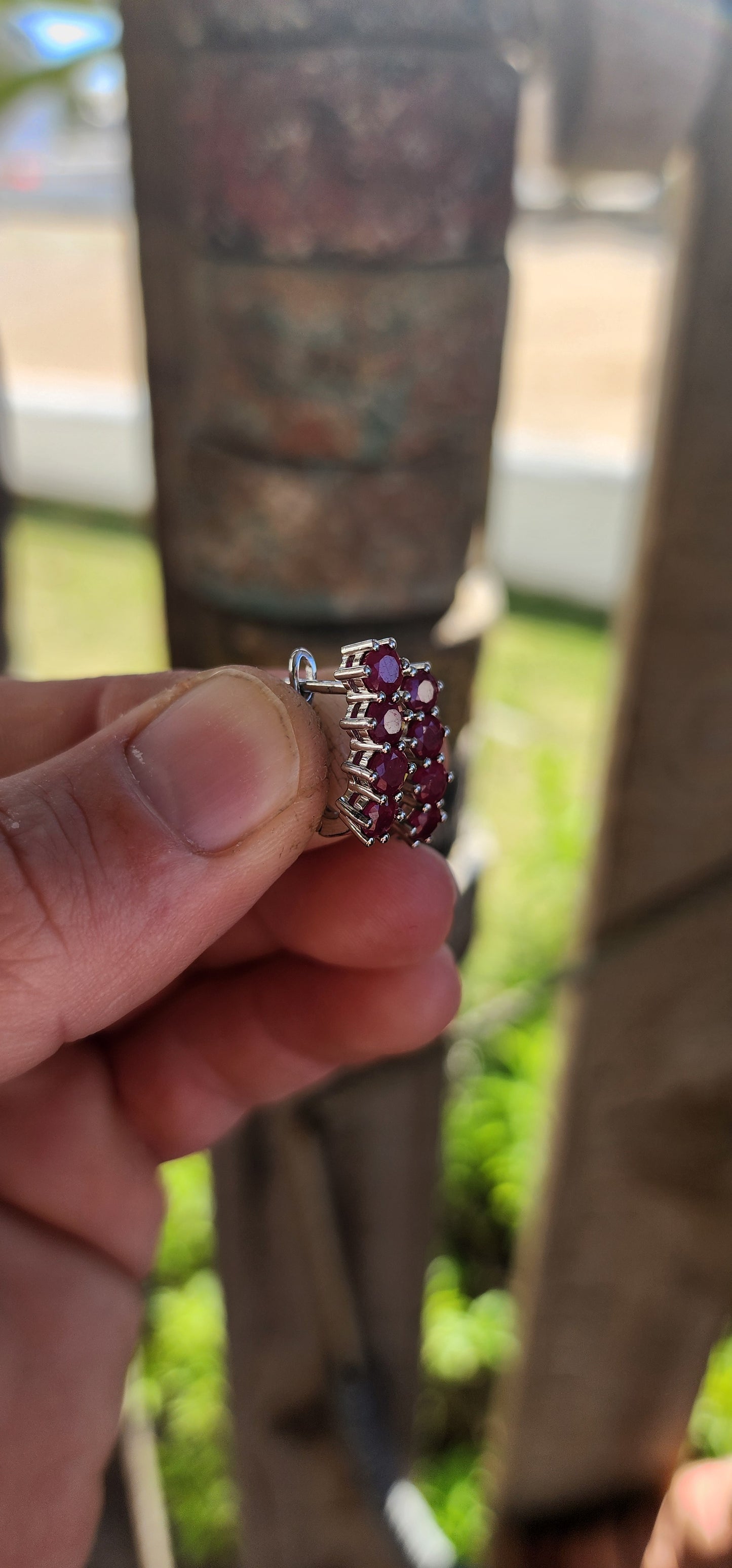 Sterling Silver and Ruby Drop Earrings.