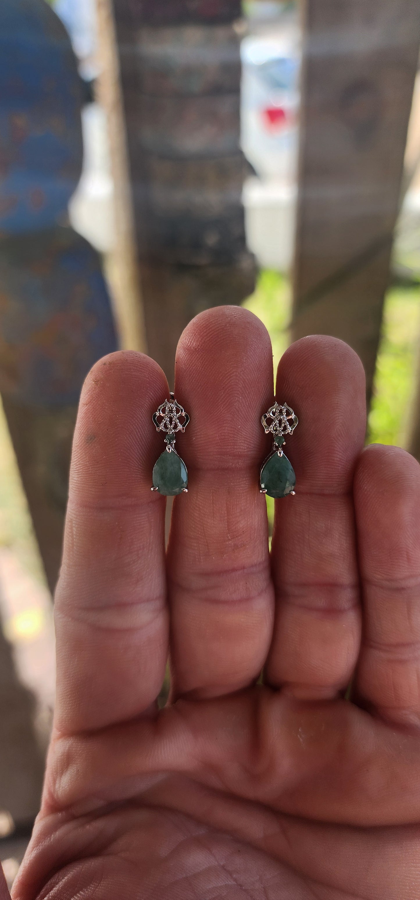The Emerald Earrings – Graceful Filigree Drops of Green Fire.