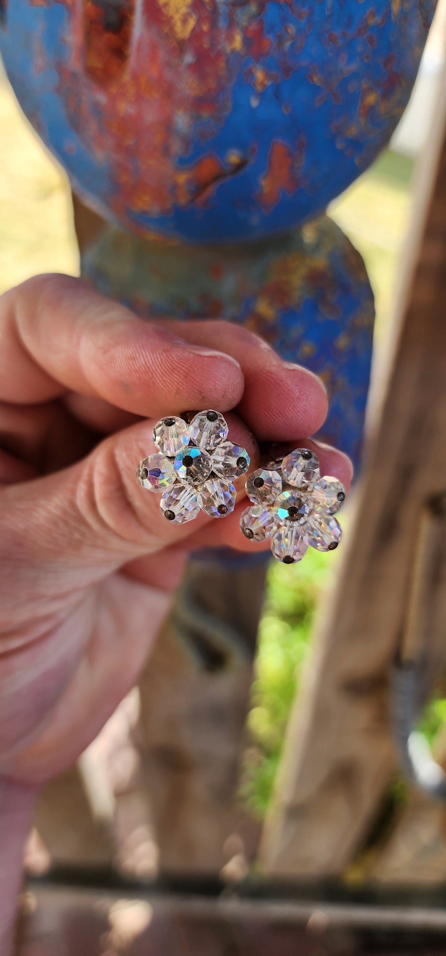 A dazzling lot of six marvelous vintage costume clip-on earring pairs — each one with its own personality, era, and mood. Small in size but BIG on charm, sass, colour and sparkle!