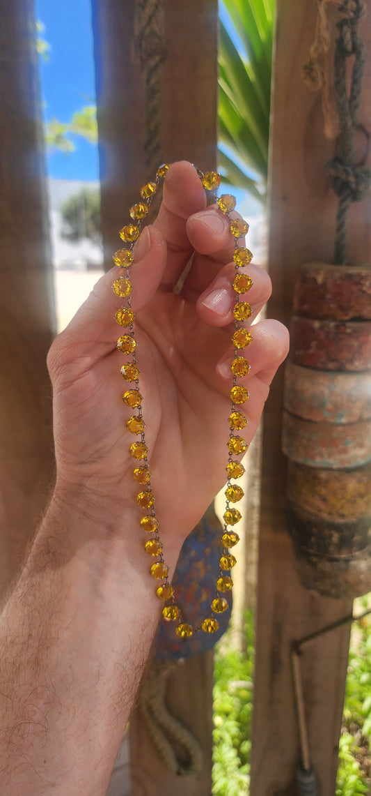 An absolutely spectacular and extremely sought-after Art Deco era circa 1930s sterling silver and yellow paste rivière necklace.