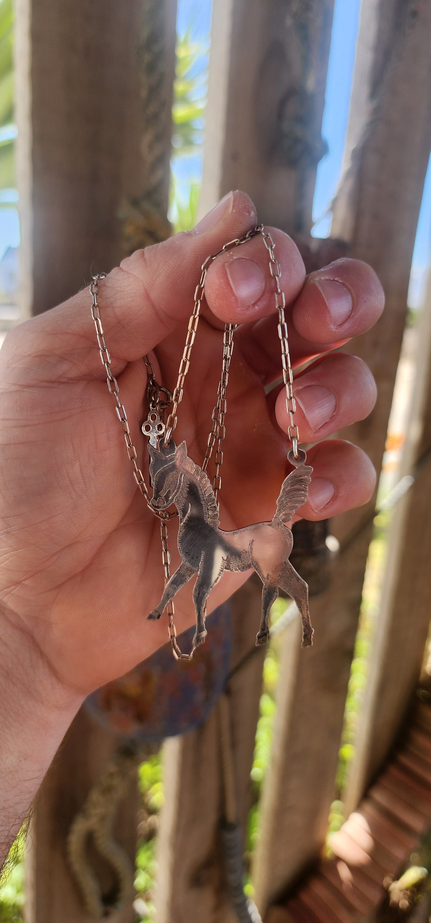 This one-of-a-kind artisan-made sterling silver horse pendant is the definition of whimsical statement jewelry — bold, unusual, and absolutely impossible to ignore!