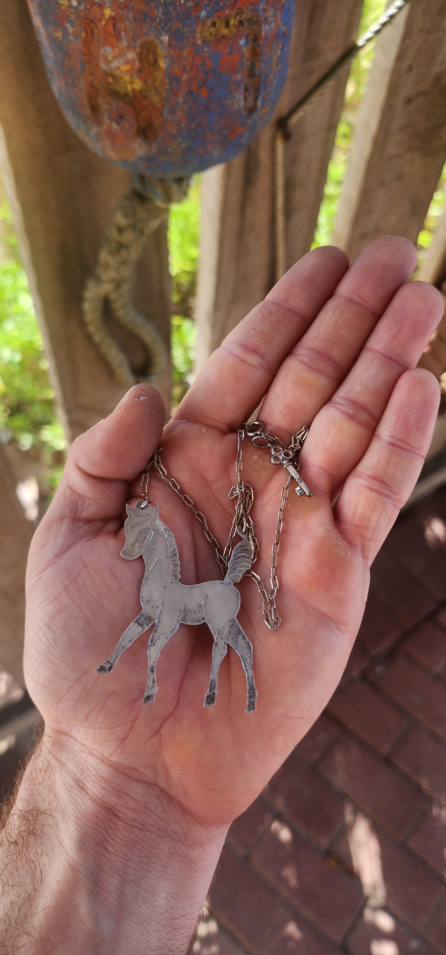 This one-of-a-kind artisan-made sterling silver horse pendant is the definition of whimsical statement jewelry — bold, unusual, and absolutely impossible to ignore!