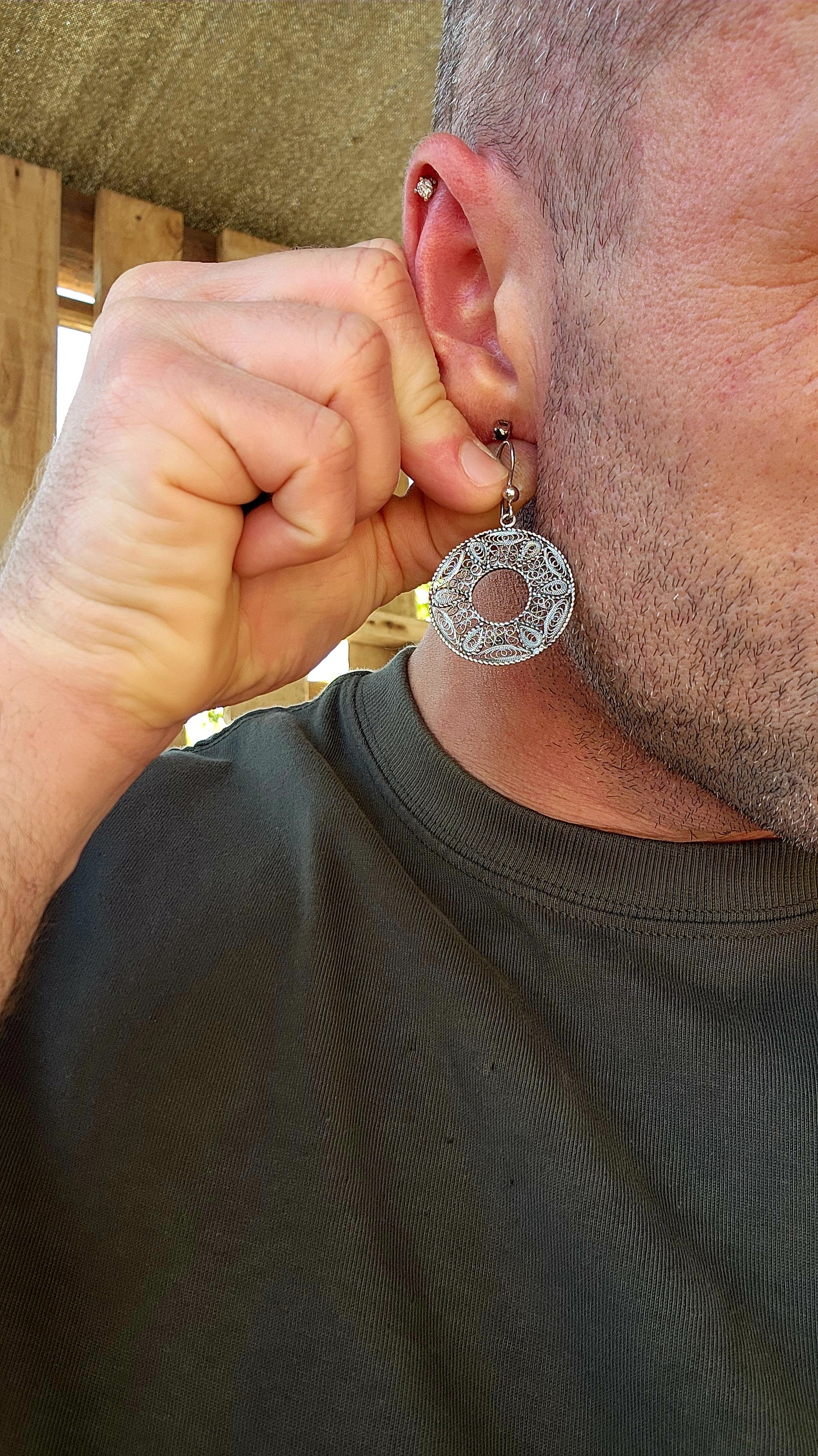 Gorgeous pair of oxidised sterling silver filigree earrings — little round dreamcatchers of sparkle and detail!