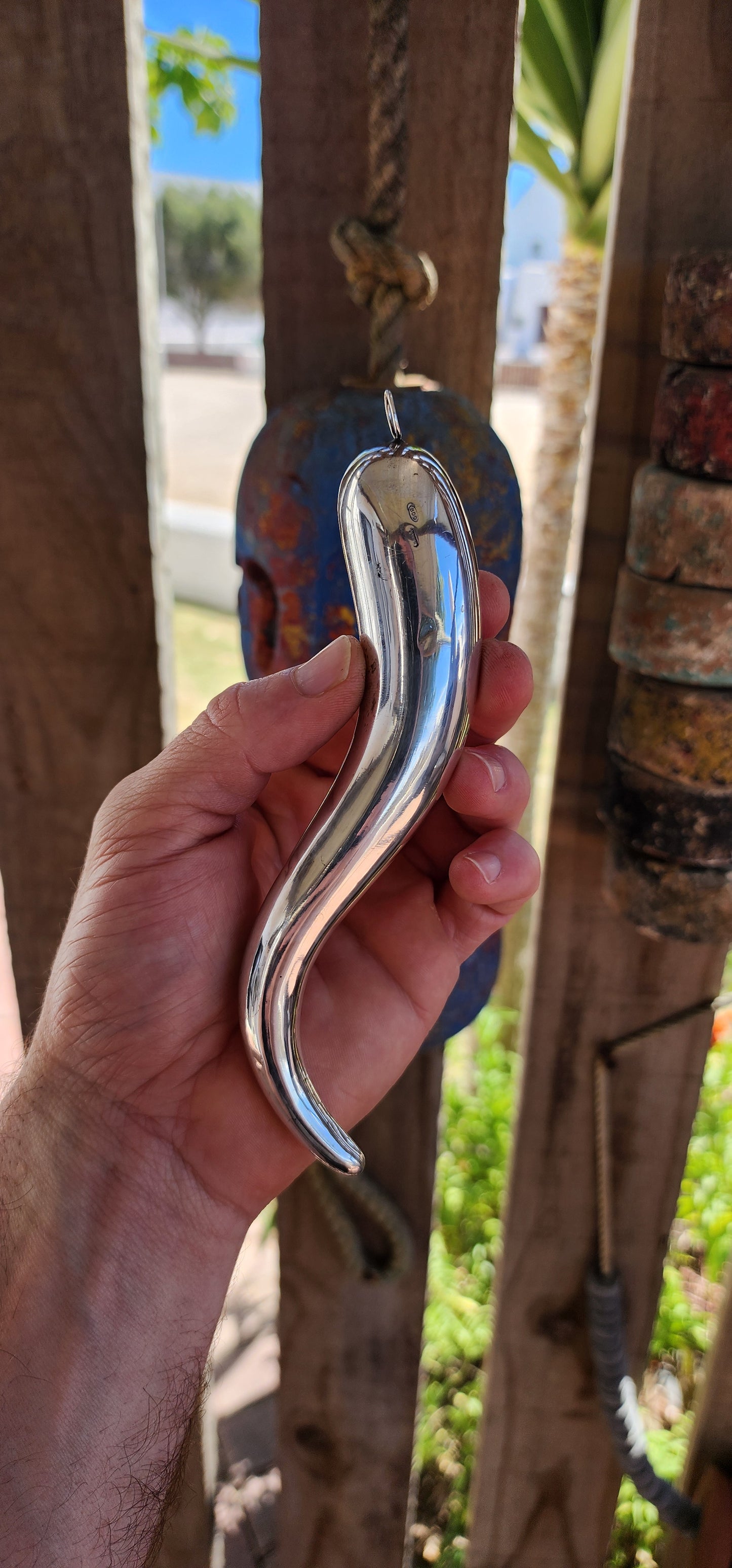 THE TITAN OF TALISMANS — An Extraordinary Oversized Italian Cornicello in 800 Silver.