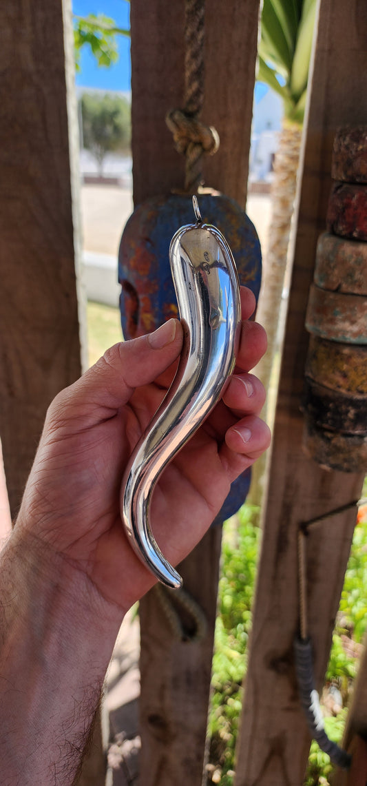THE TITAN OF TALISMANS — An Extraordinary Oversized Italian Cornicello in 800 Silver.