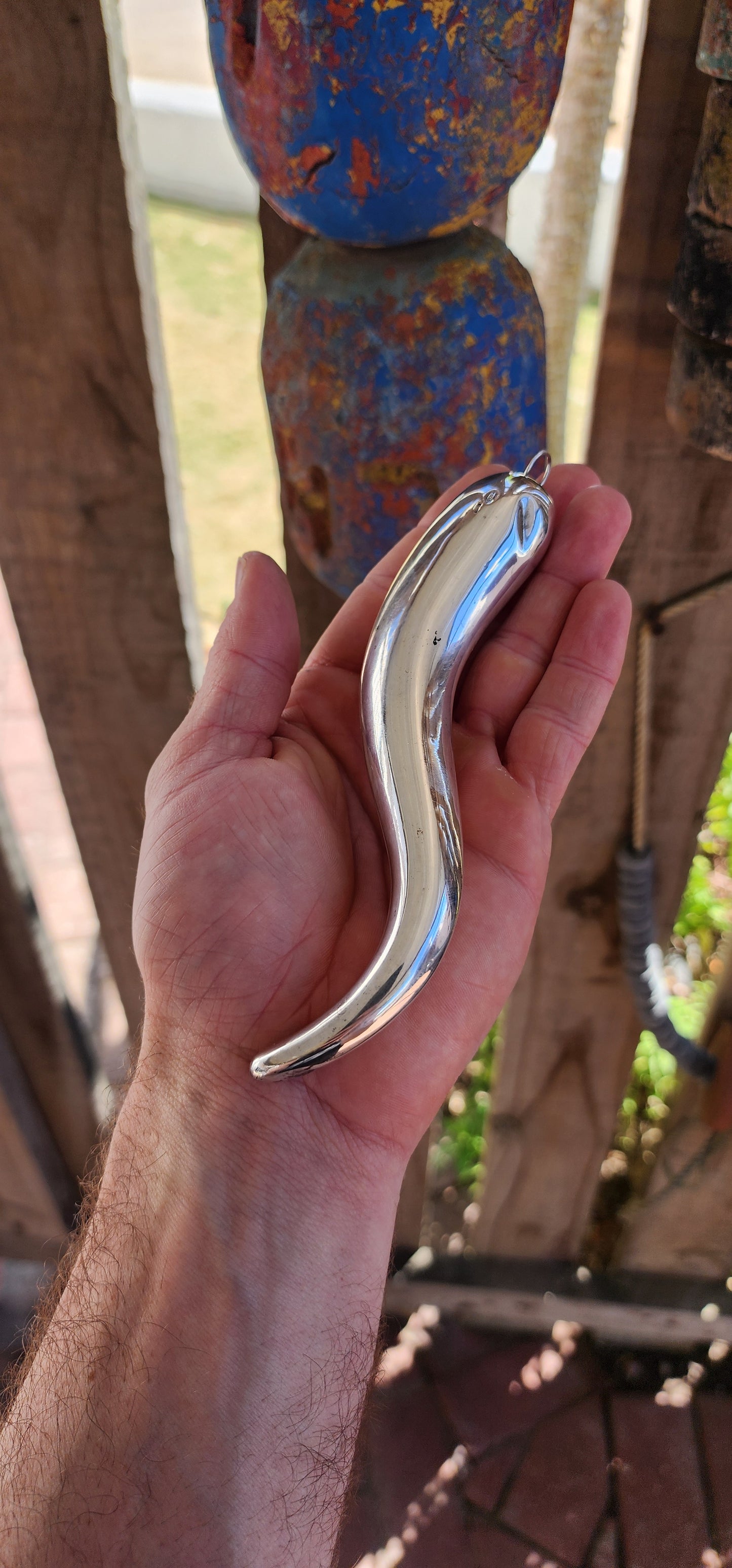 THE TITAN OF TALISMANS — An Extraordinary Oversized Italian Cornicello in 800 Silver.