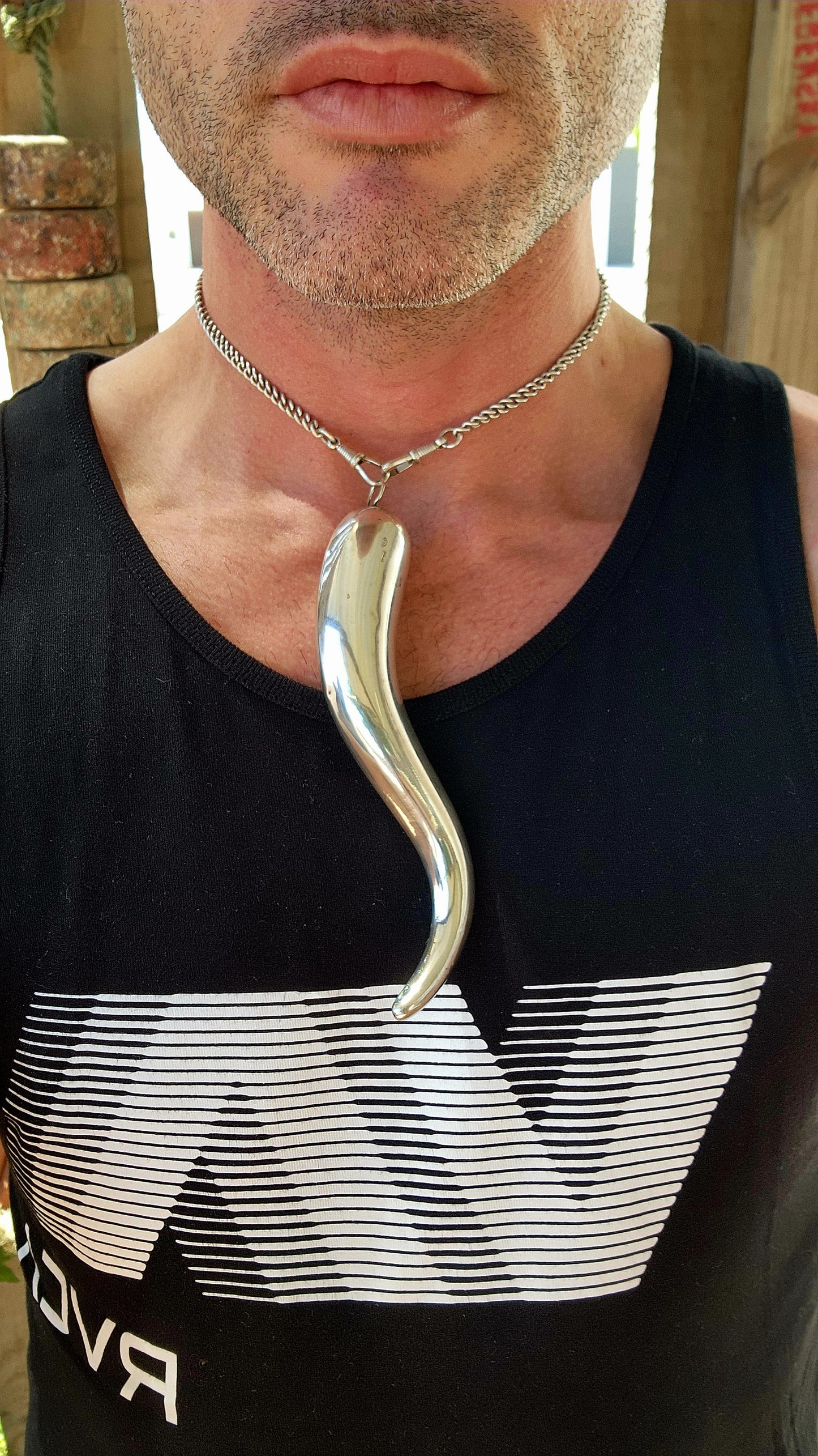 THE TITAN OF TALISMANS — An Extraordinary Oversized Italian Cornicello in 800 Silver.