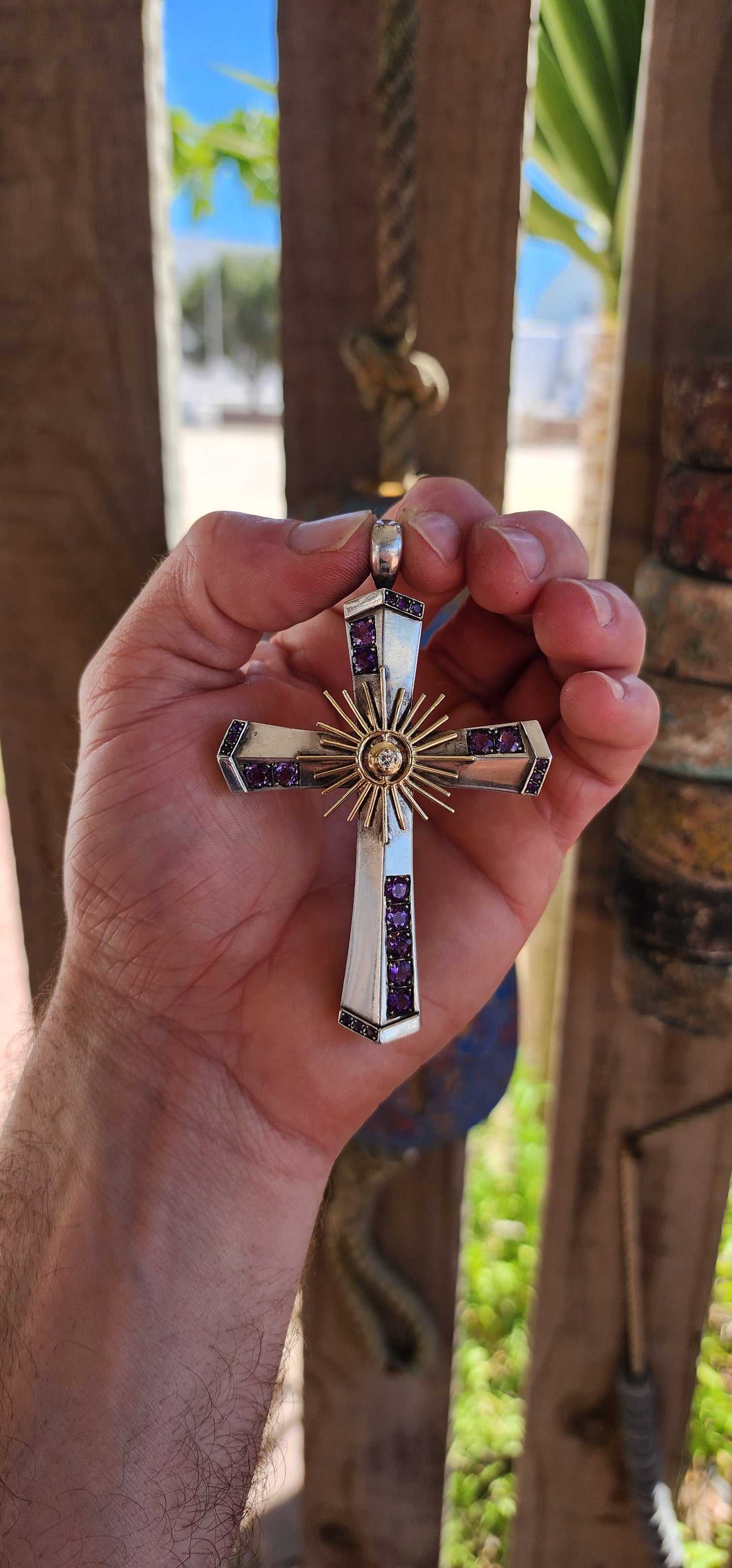 Extraordinary statement-sized handmade Cross pendant — a bold, spiritual masterpiece crafted with intention and presence.