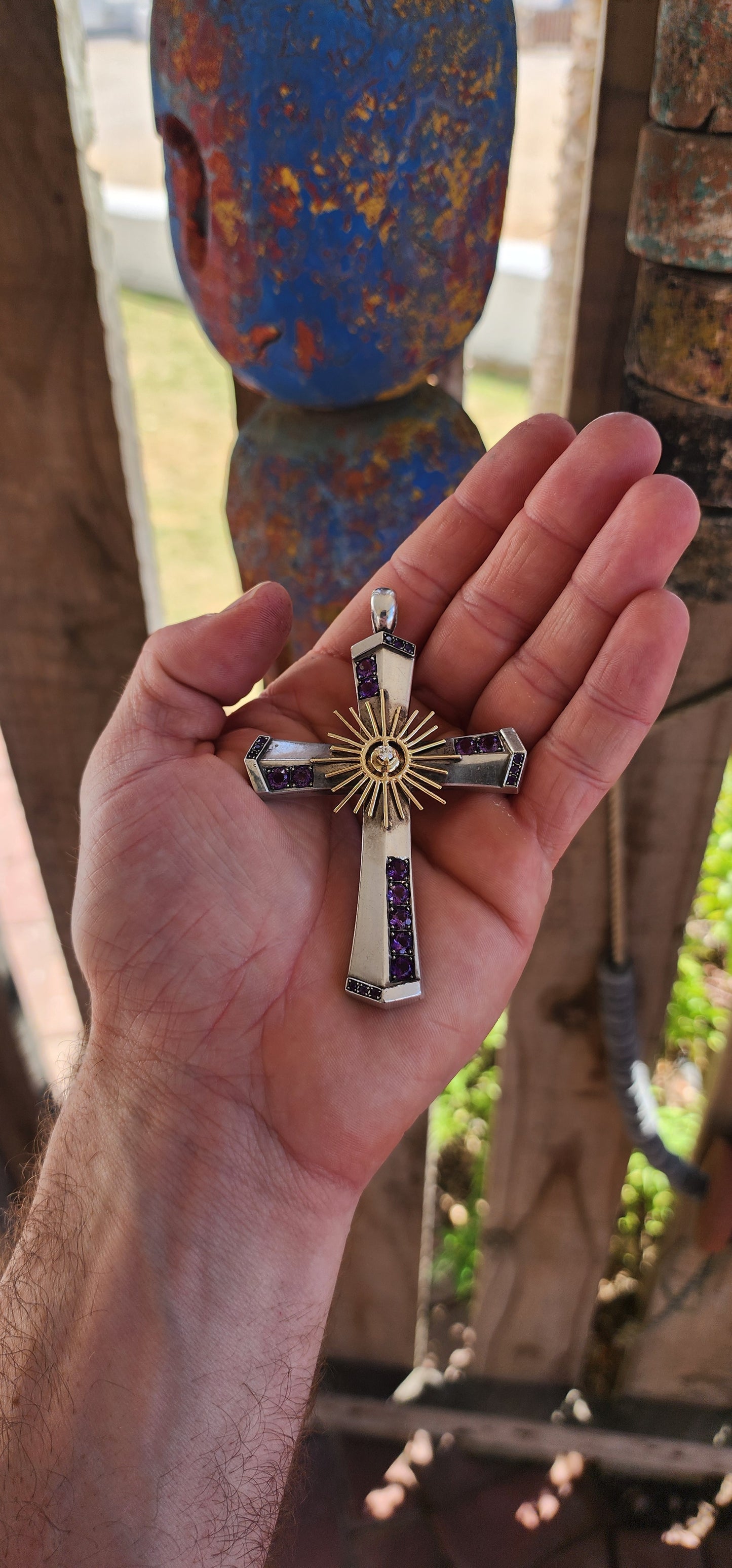 Extraordinary statement-sized handmade Cross pendant — a bold, spiritual masterpiece crafted with intention and presence.