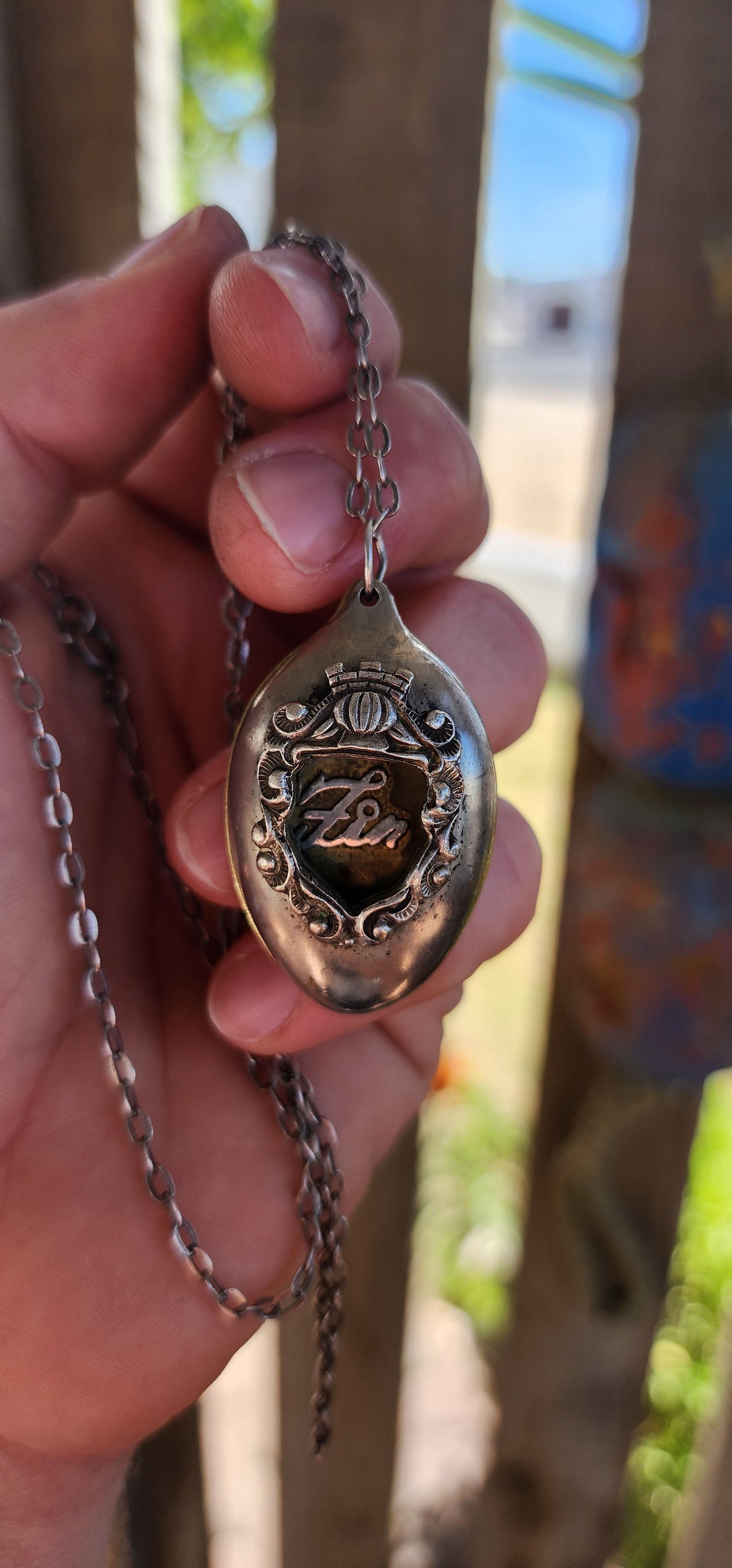 Exceptionally striking recycled spoon pendant by the South African maker Zim.