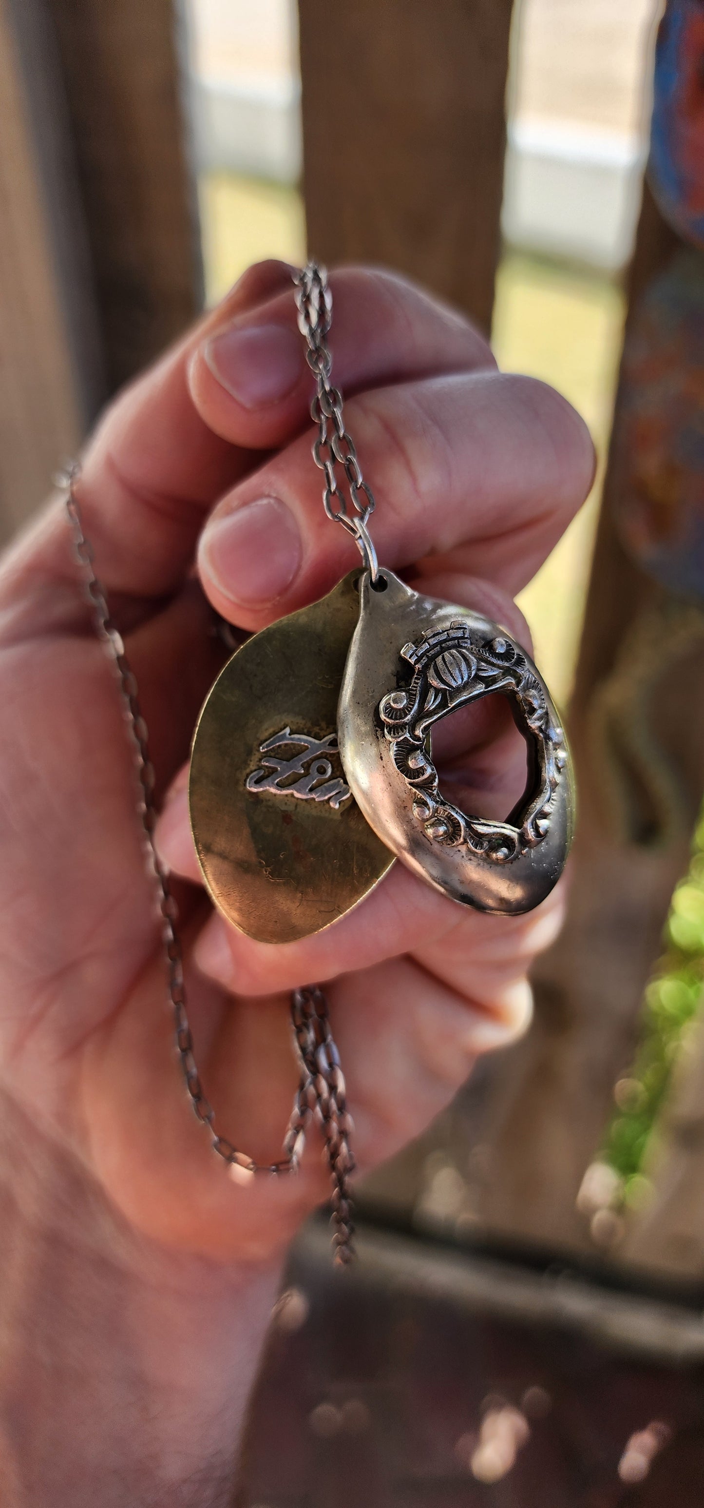 Exceptionally striking recycled spoon pendant by the South African maker Zim.