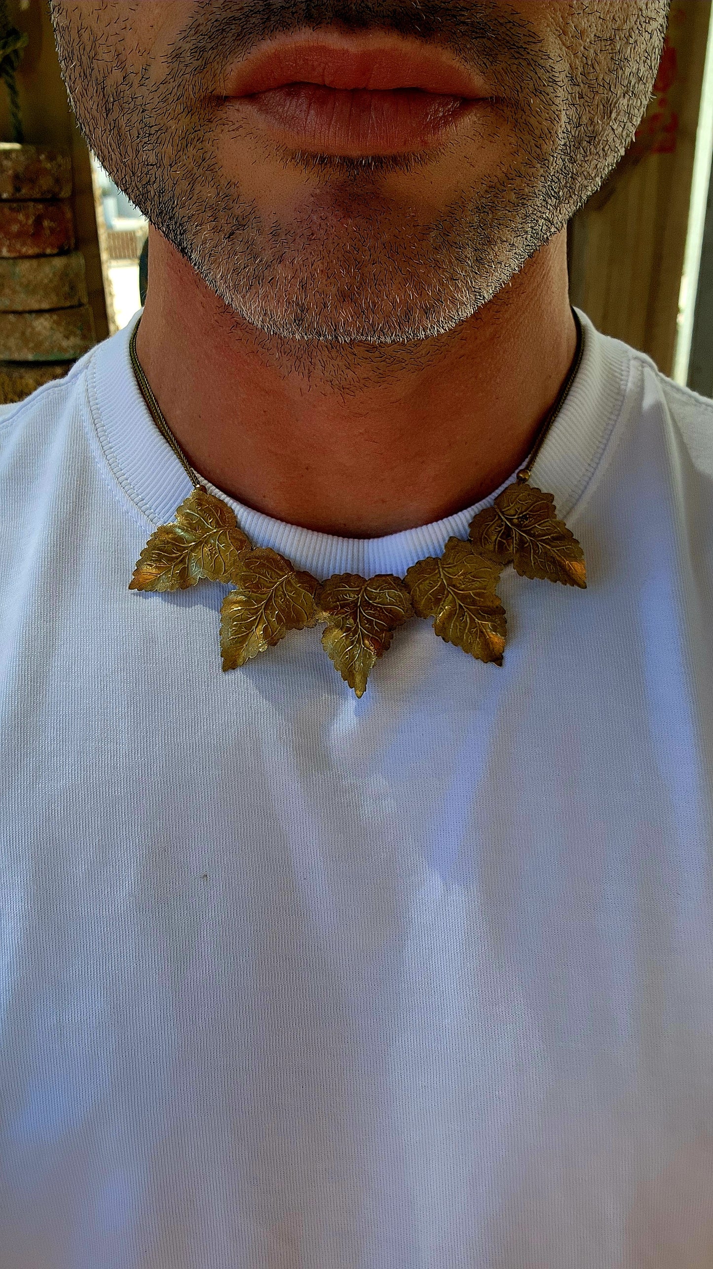 Steeped in late–19th century romance and draped in the organic beauty that defined the Art Nouveau spirit, this marvelous Antique Victorian / Art Nouveau era necklace (circa 1890s) is a treasure out of a painterly vineyard scene.