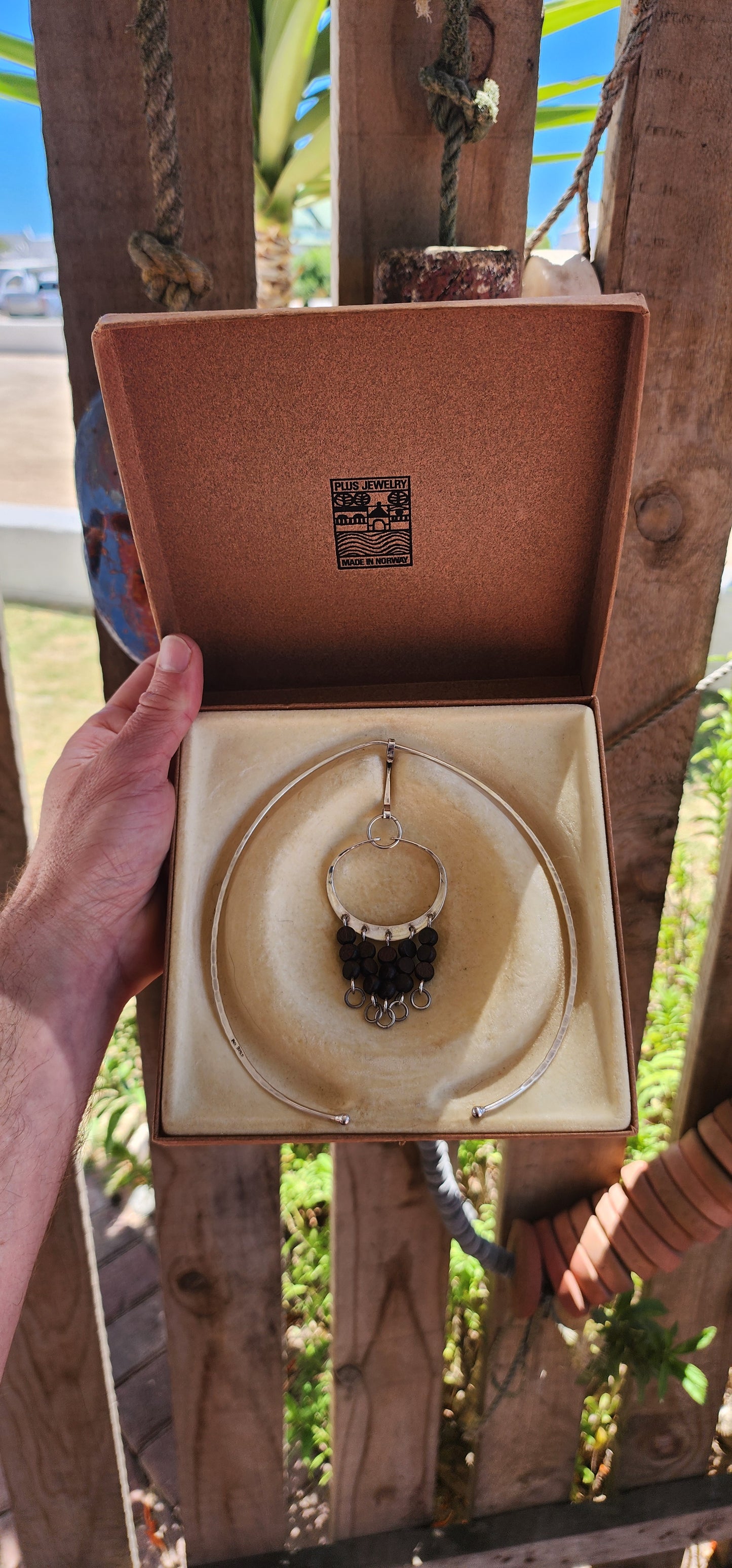 An exceptional museum-worthy find and a true jewel of Nordic modernism. This boxed modernist sterling silver necklace was designed by Anna-Greta Eker for the legendary Norway Designs Plus Studios, circa 1965.