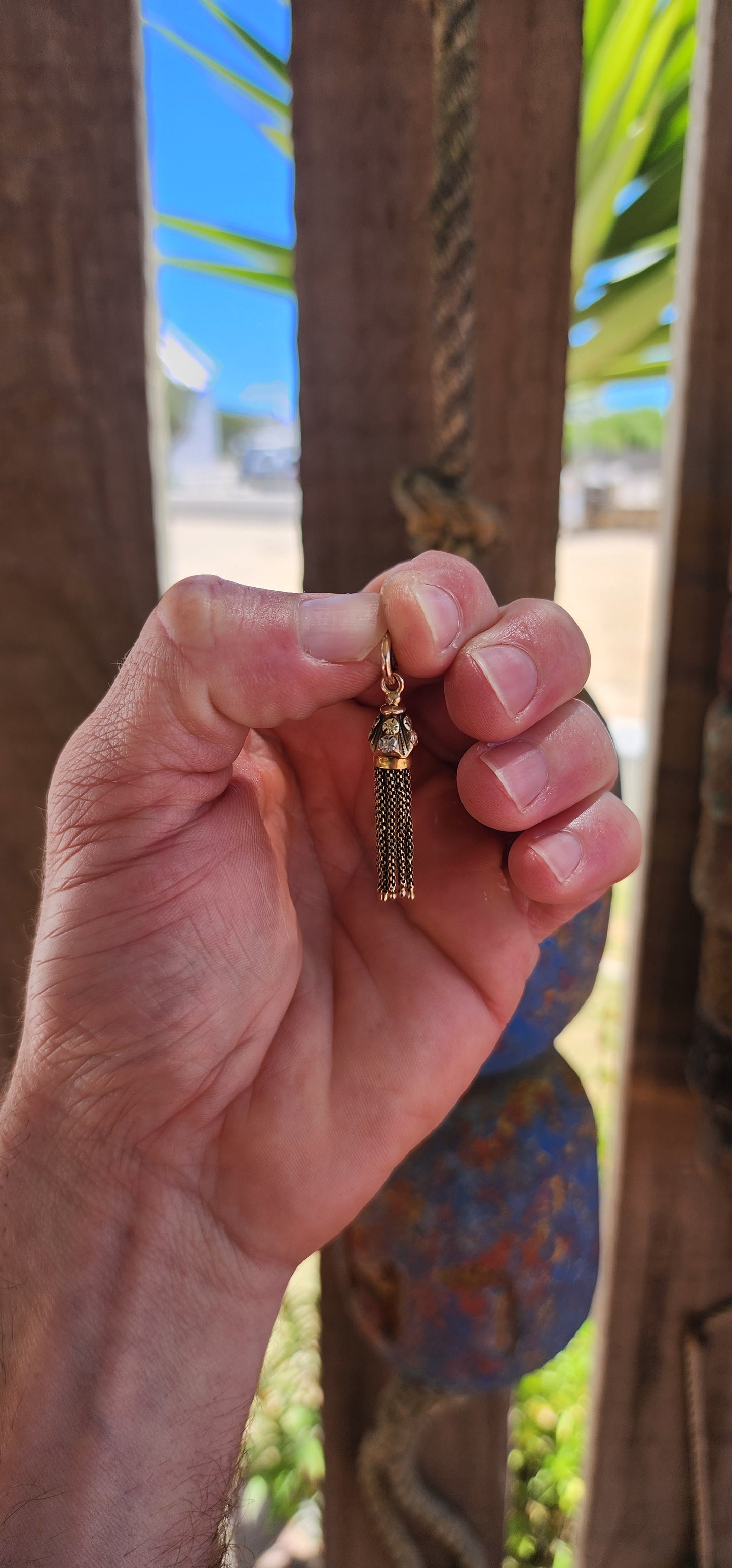 This exquisite antique Victorian-era tassel pendant is the very definition of elegance — a jewel that whispers stories from the 19th century while still feeling impossibly chic today.