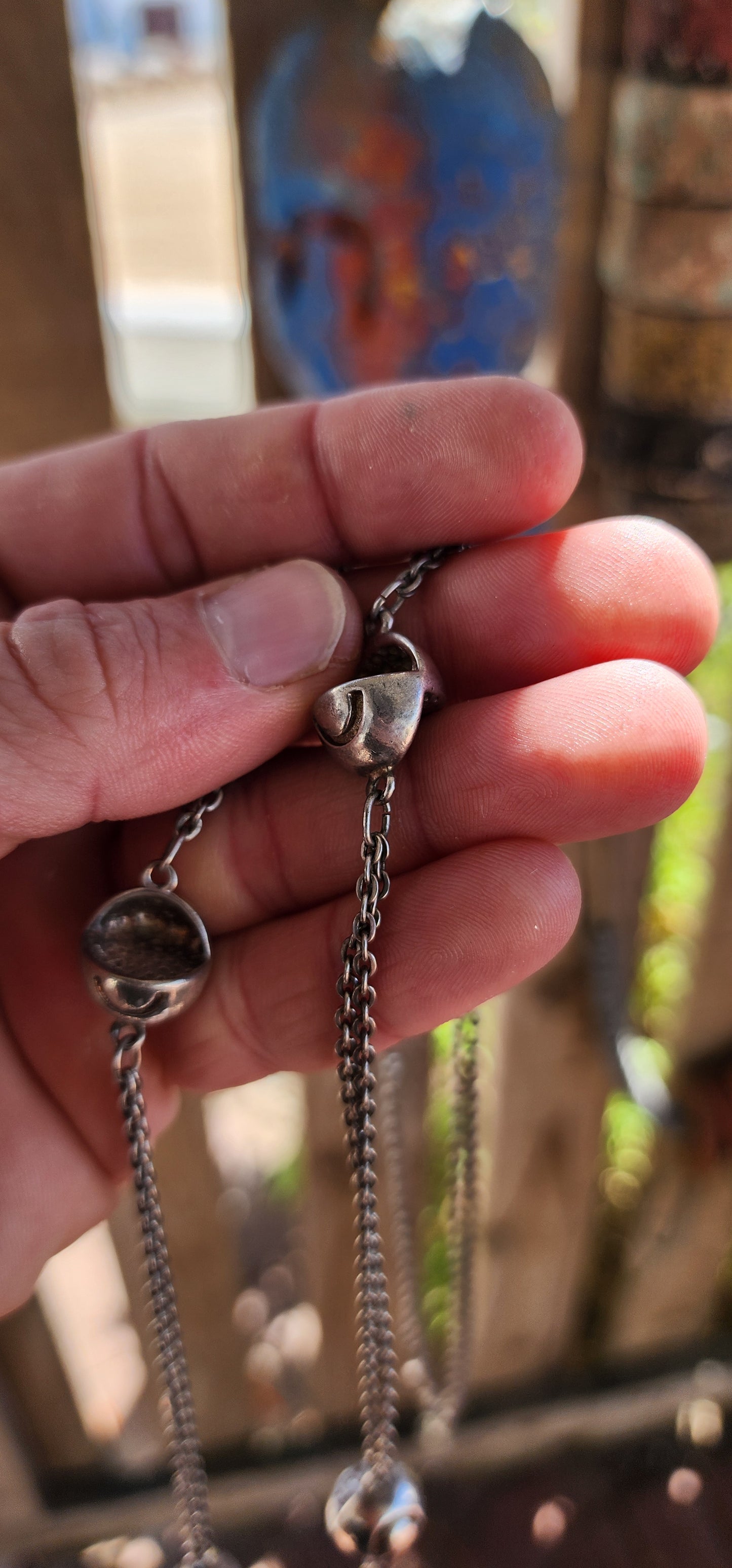 Up for grabs is an artisan-made, extra-length sterling silver modernist necklace that feels like it’s travelled straight through a wormhole from a futuristic design studio somewhere between 1960s Space Age optimism and outer-galactic couture.