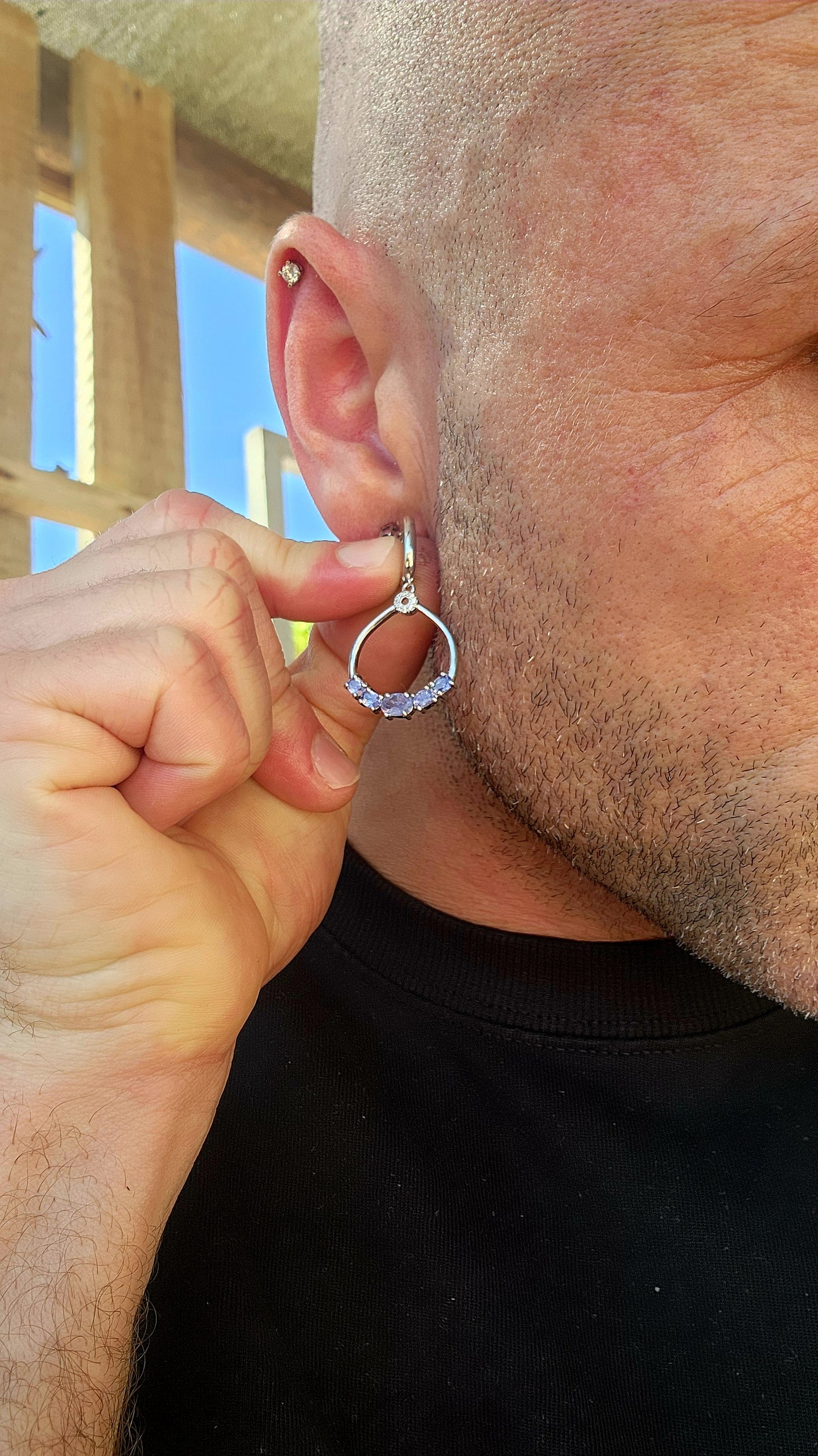 Classical, graceful, and quietly enchanting — these sterling silver dangle earrings are a beautiful celebration of Tanzanite’s magical colour play.