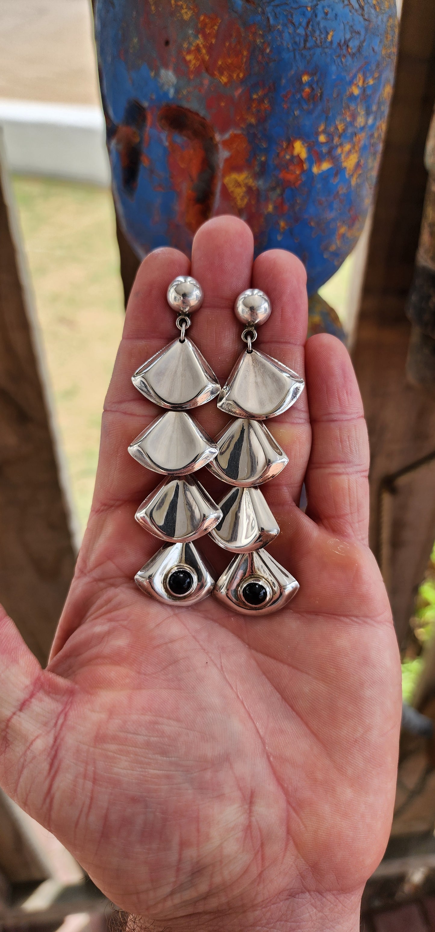 Rare Find ! - Vintage 1970s Taxco Modernist Statement Earrings by Fer’s.